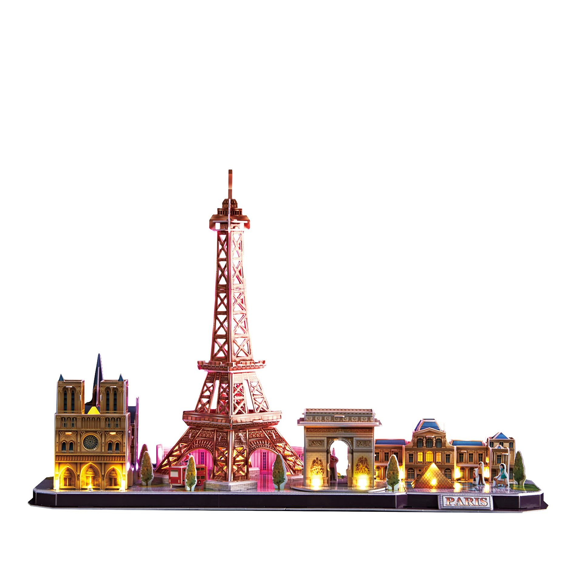 3D LED Puzzle City Line Paris Series Landmark Building Model Decorative Set - Multicoloured 53.5cm x 18.1cm