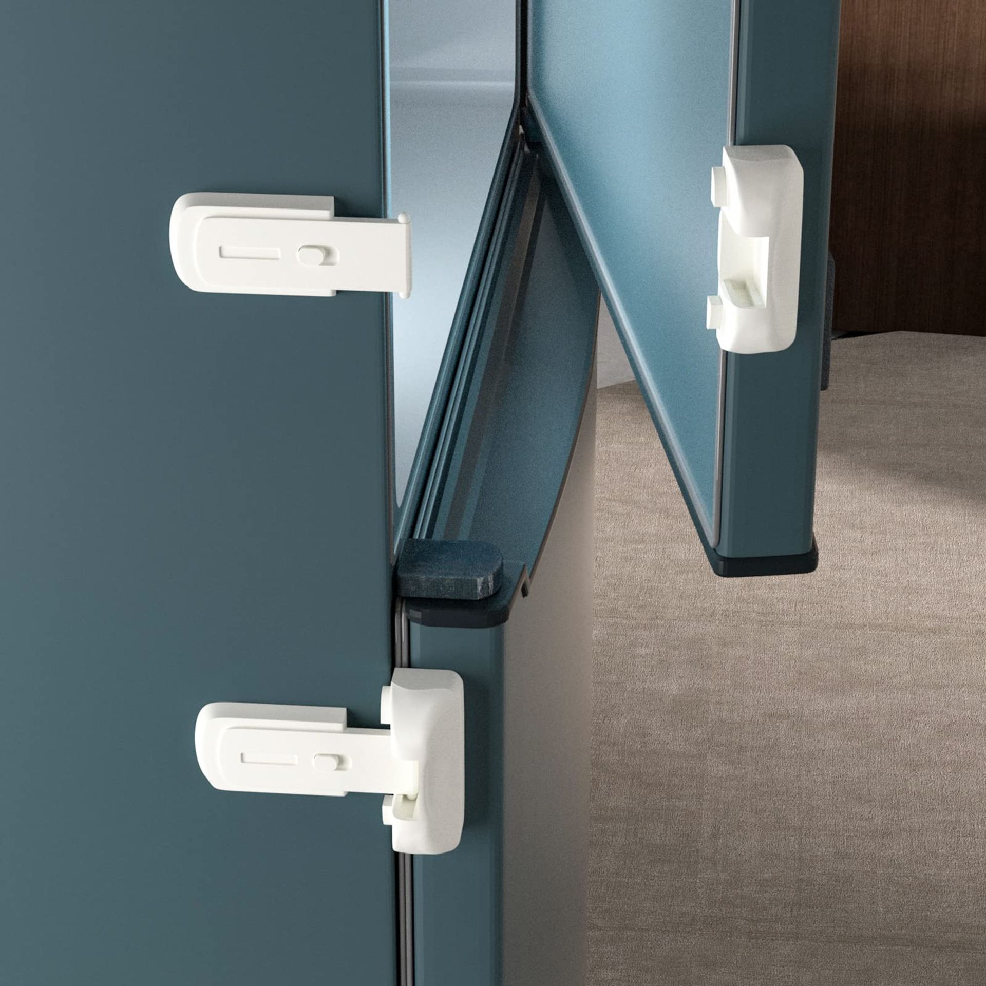 2 Pack Child Proof Fridge Lock Refrigerator Freezer Door Latch Baby Safety Easy Install - White WAM-A2162