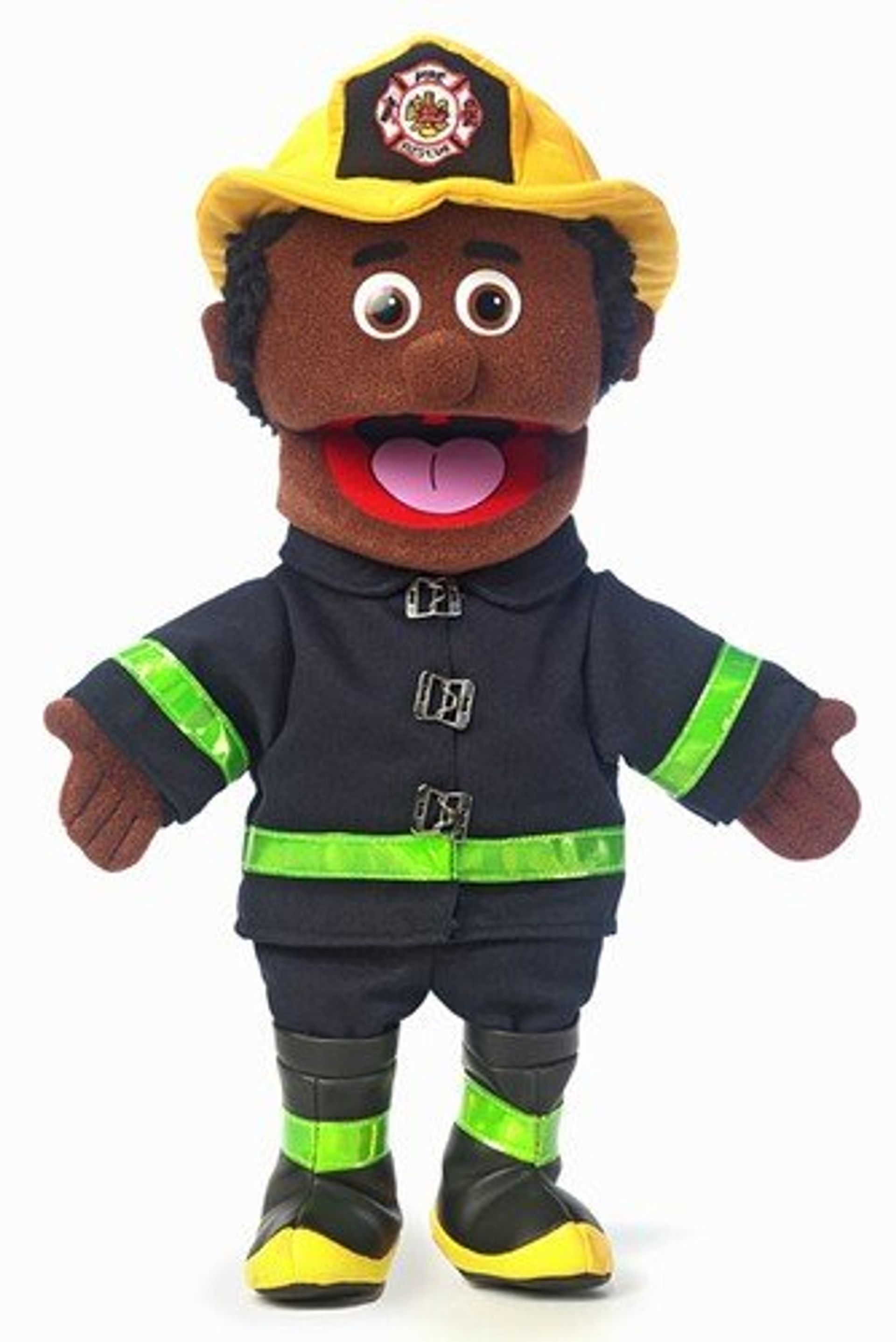 Firefighter Hand Puppet Educational Pretend Play Toy 40cm - Black Male