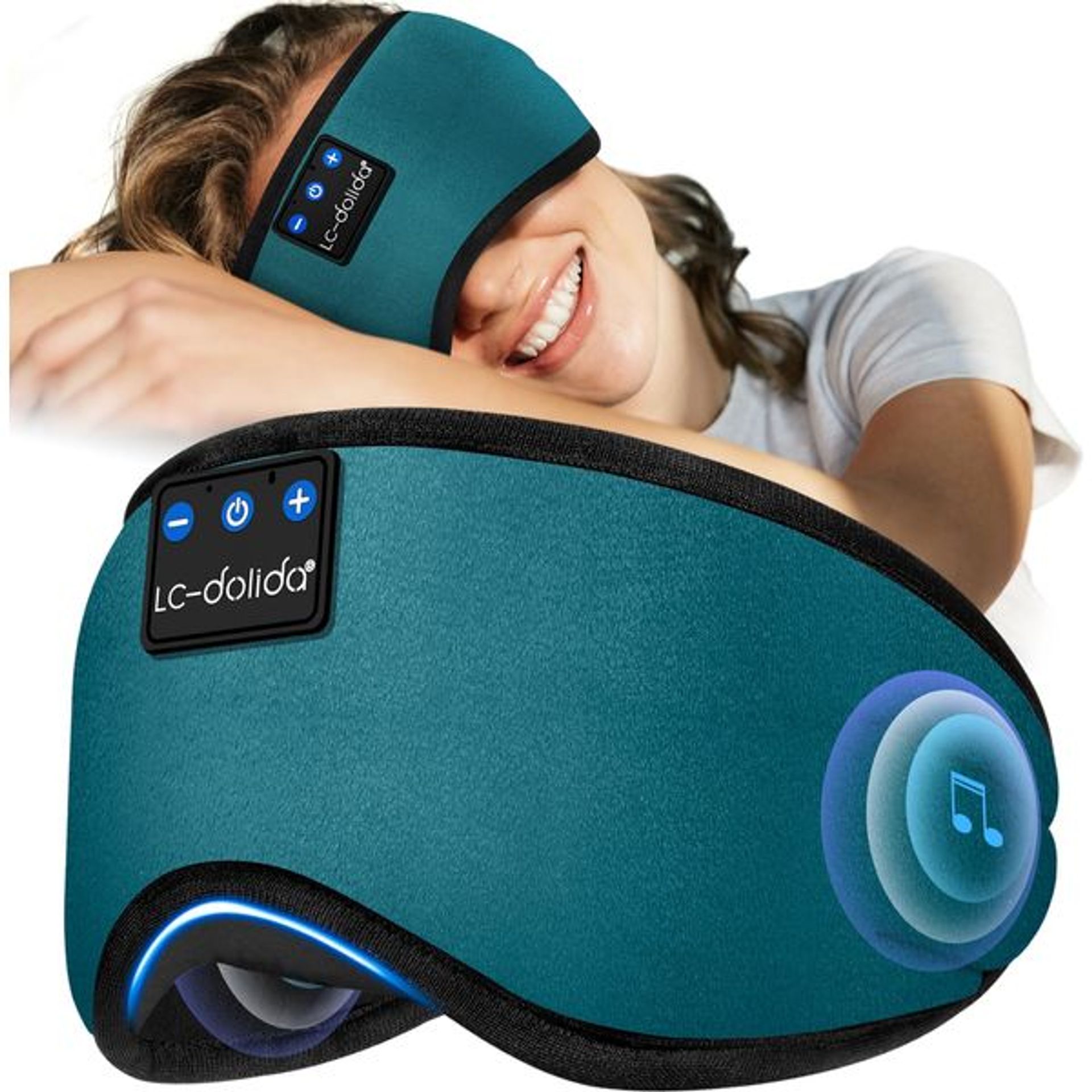 LC-dolida Bluetooth Slaapmasker Hoofdtelefoon Met 2 Verwijderbare 3D Voorgevormde Cups,Bamboe Katoenen Slaaphoofdtelefoon Met Timinginstelling,Slaapoogmasker Voor Zijslapers,Reismeditatie Heren Dames