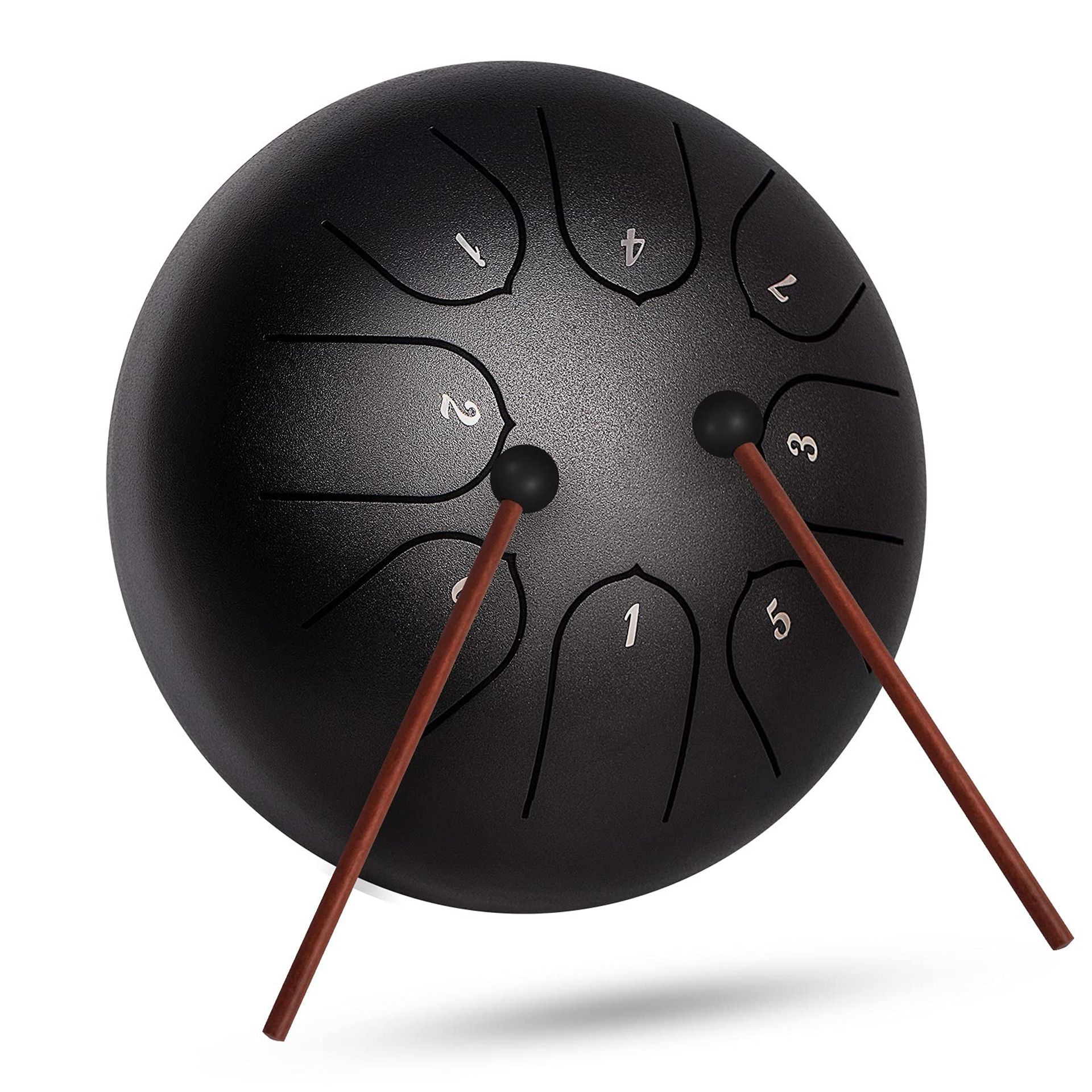 Steel Tongue Drum 6 Inch C-Key 8 Note Percussion Instrument with Sticks and Music Book for Relaxation, Meditation, and Musical Education