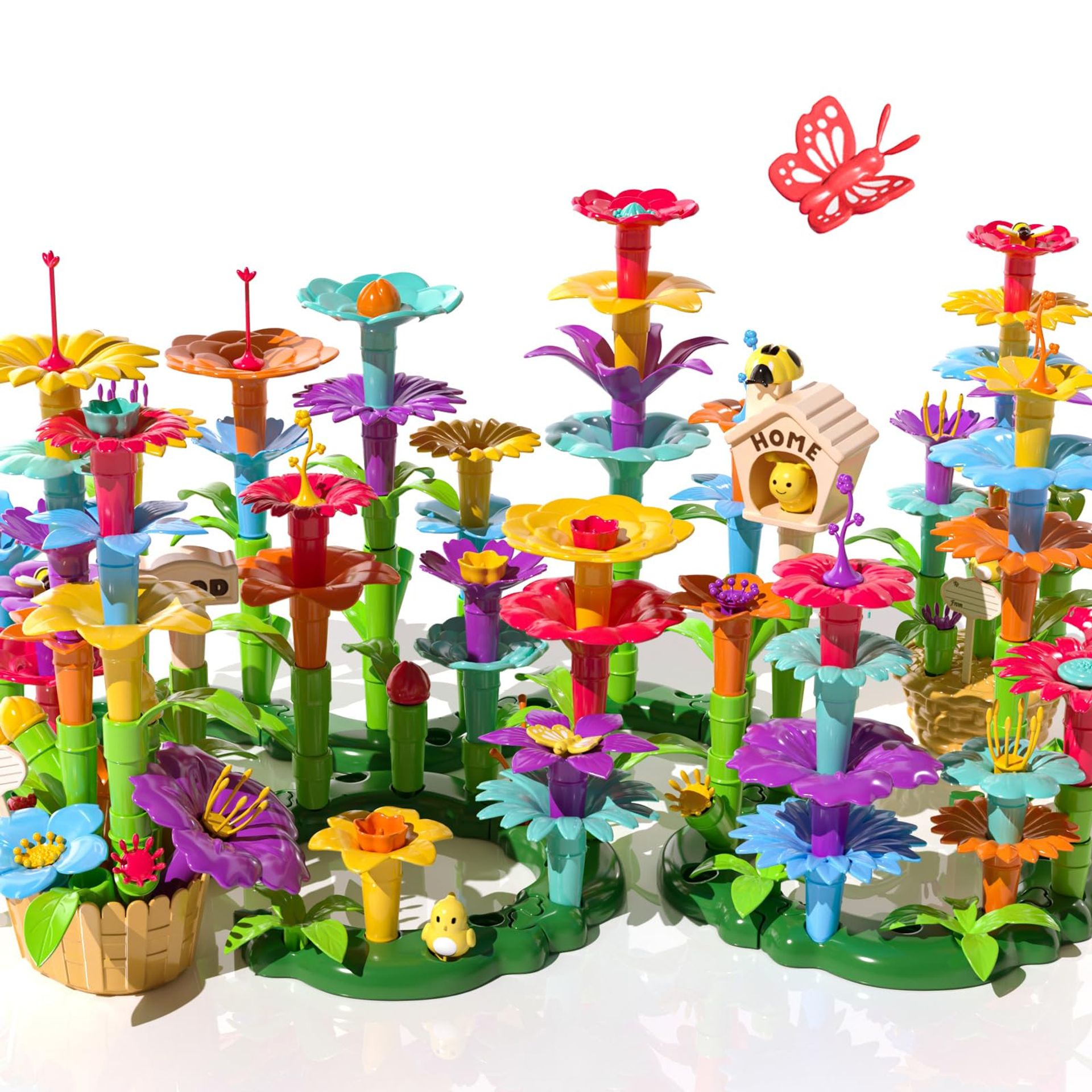 138 PCS Garden Building Blocks Play Set – Educational STEM Toy for Kids Aged 3-7, Creative Flower Stacking & Preschool Learning Fun