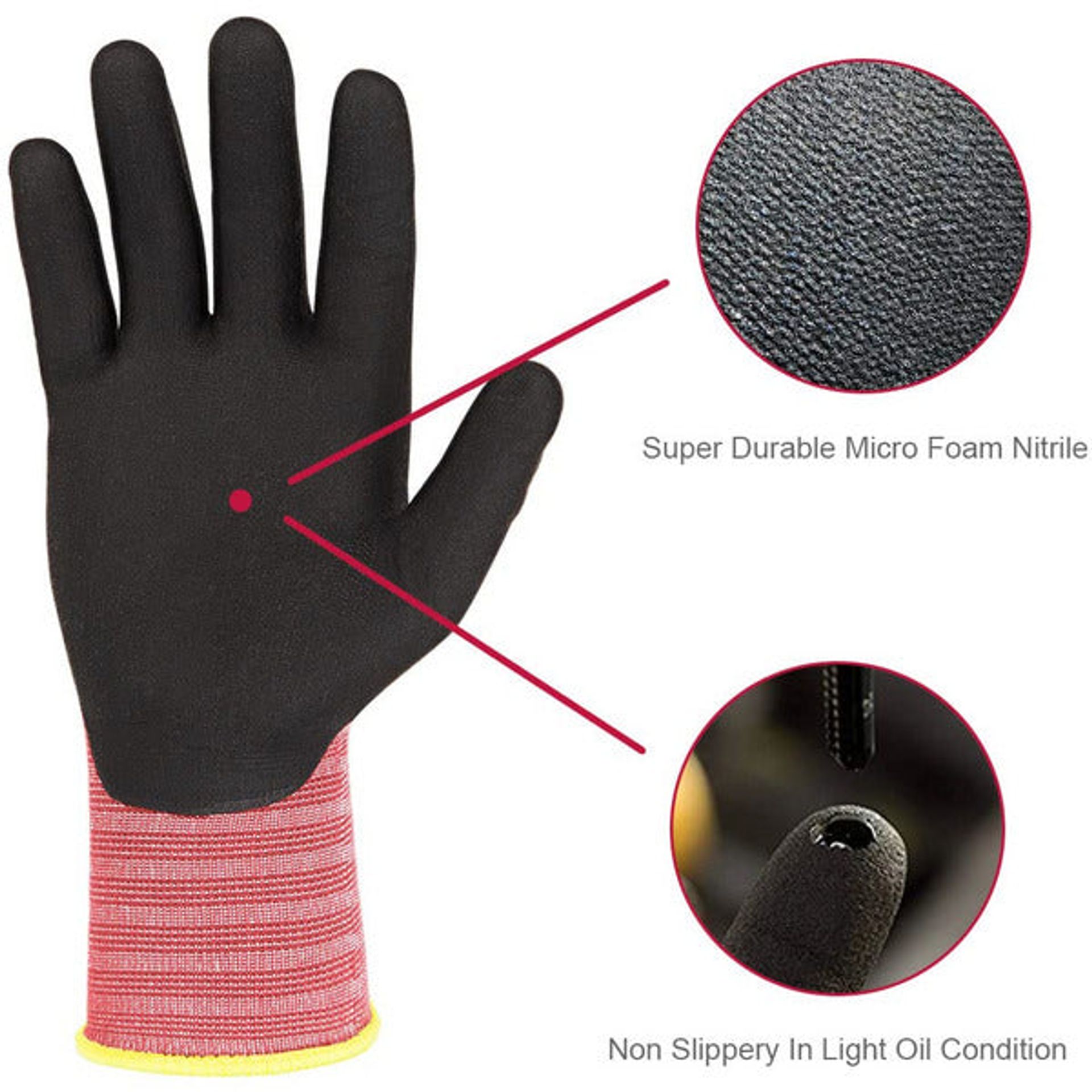 KAYGO 3 paia guanti da lavoro di sicurezza Resistente al taglio, EN388 4X41B, MicroFoam nitrile rivestimento, ideale per costruzioni, automobili, fai da te, KG18N (Verde, M, taglia 8