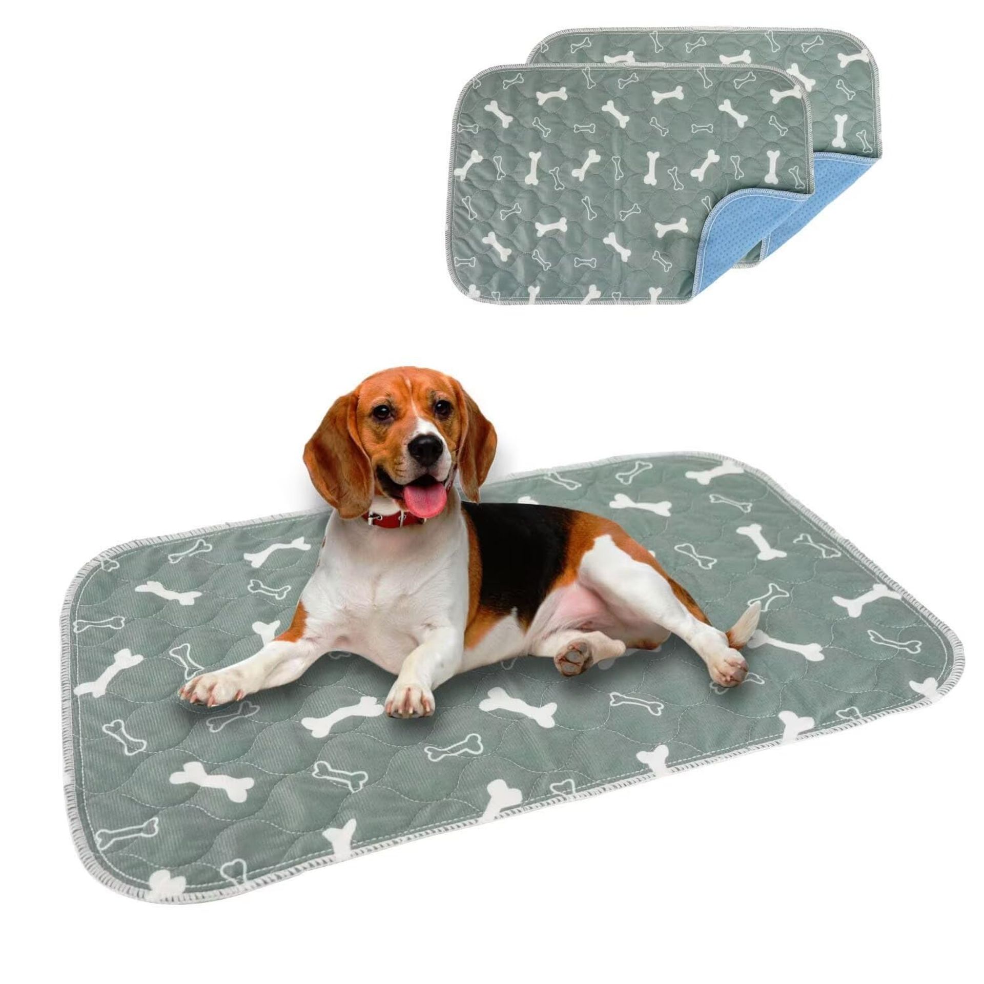 Reusable Dog Training Pads Super Absorbent Waterproof Washable Mat for Pet Indoor Outdoor Use - Grey L (35.4x31.5 inch)