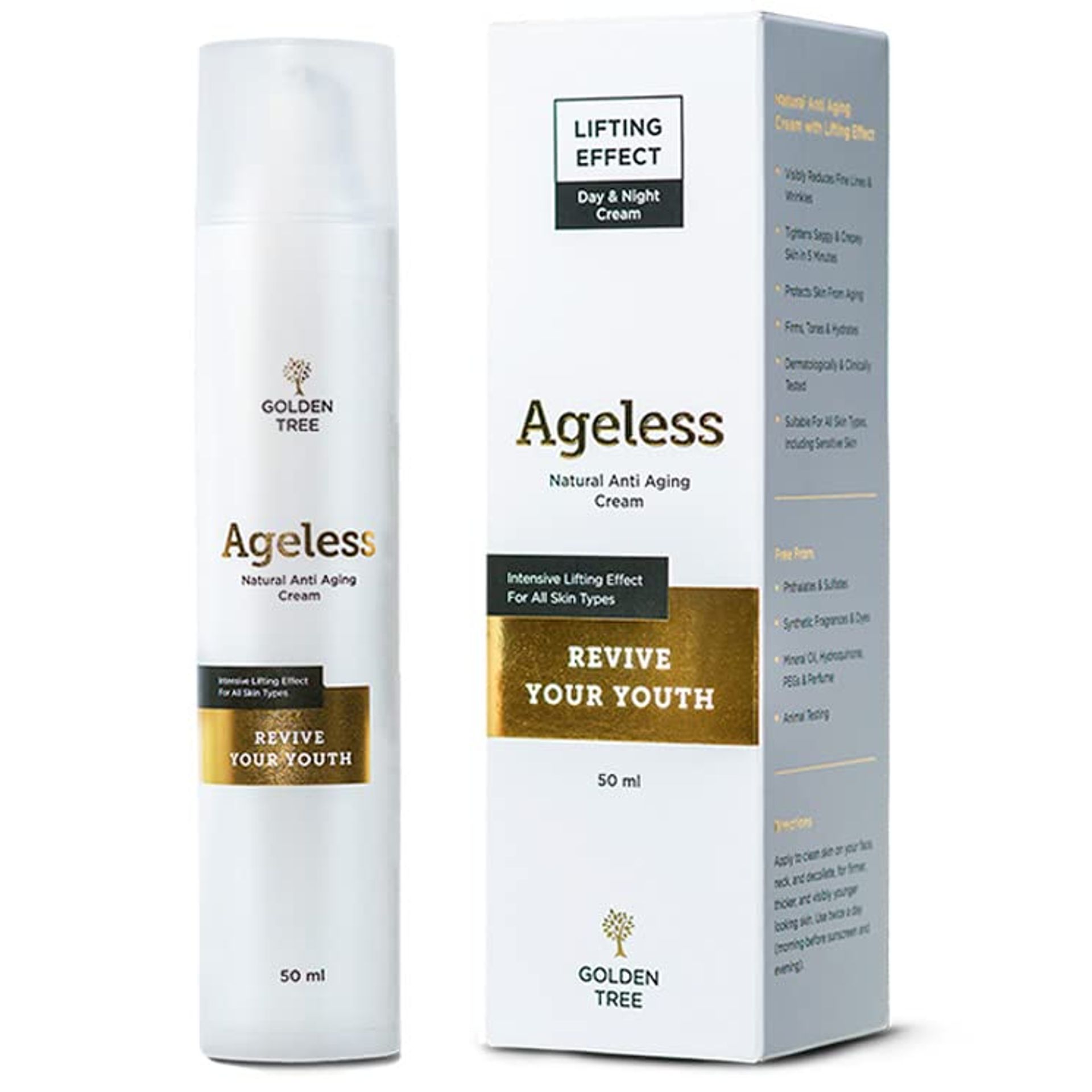 Ageless Anti-Wrinkle Face Cream Day & Night Skincare Collagen Boost - Almond 50ml