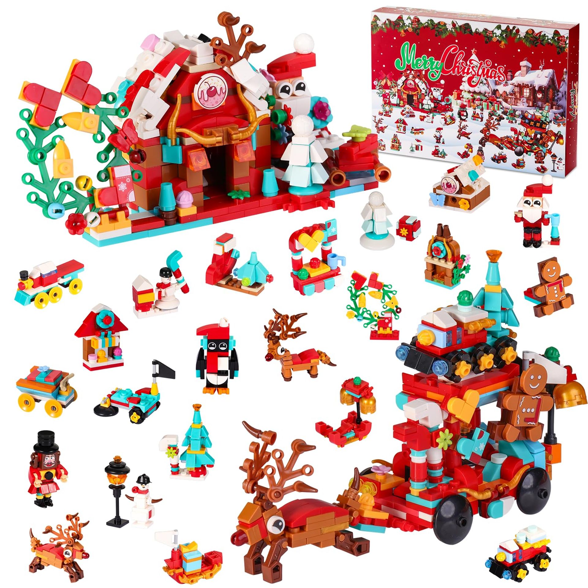 Advent Calendar 2025 Building Blocks Toy - 24 Days Christmas Countdown for Kids & Adults