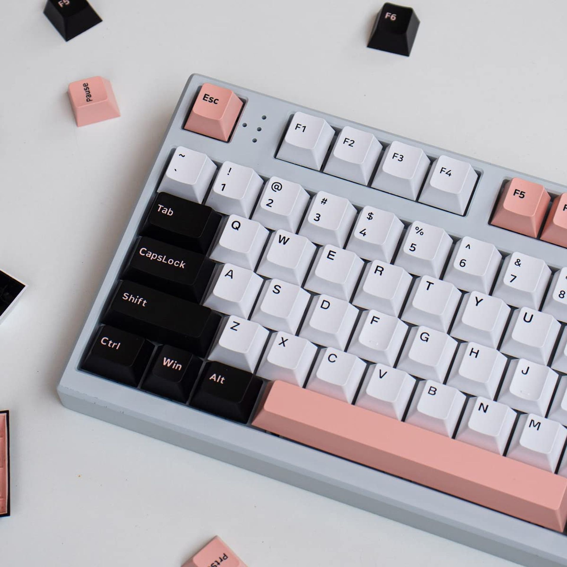 171 Keys PBT Doubleshot Keycaps Cherry Profile Set for Mechanical Keyboards - PBT Light Hammerhead Shark