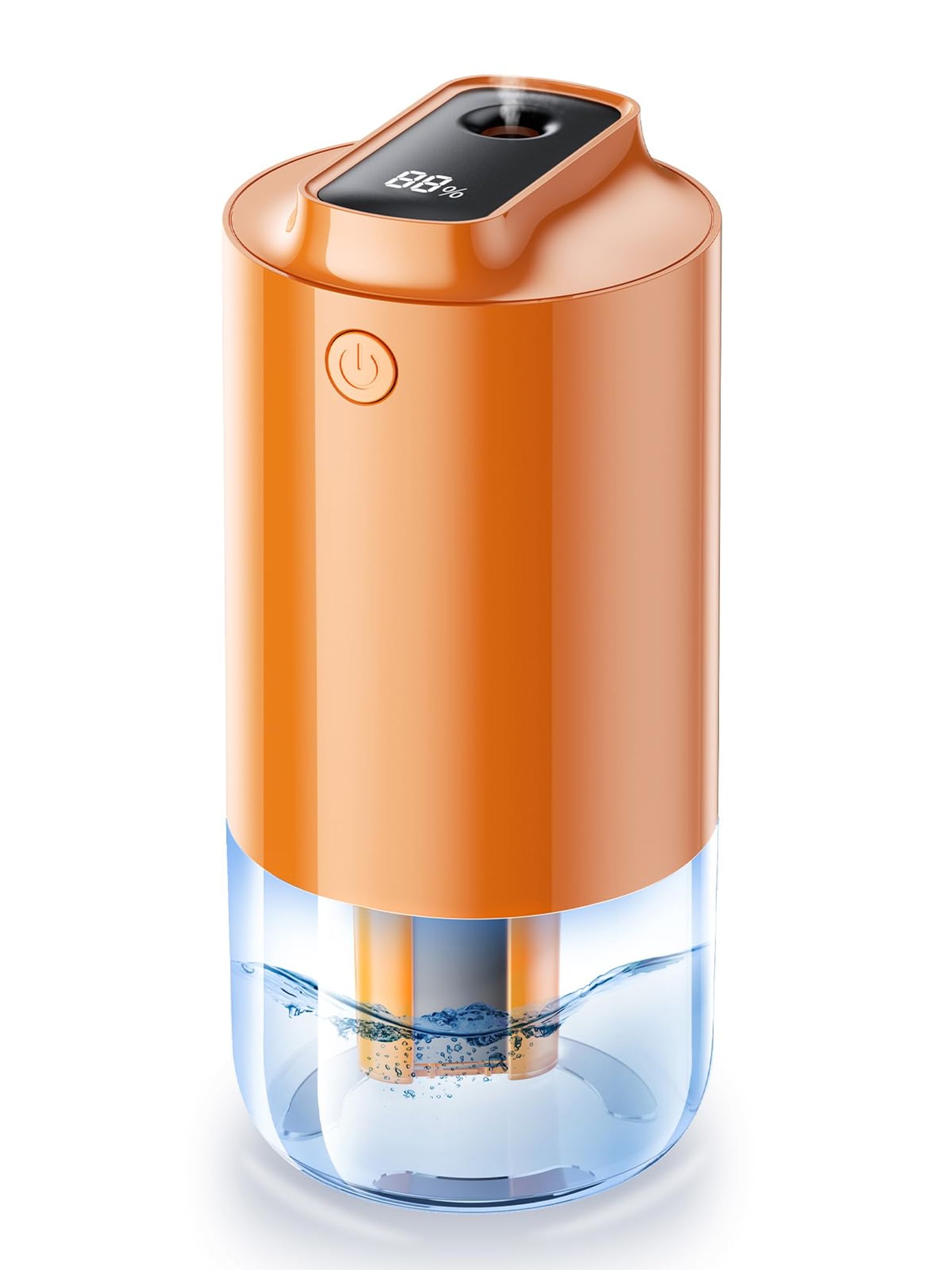 Portable Travel Humidifier with Auto-Purification, 250ml Cool Mist, Built-in Battery, 2 Mist Modes for Car & Desktop, Orange