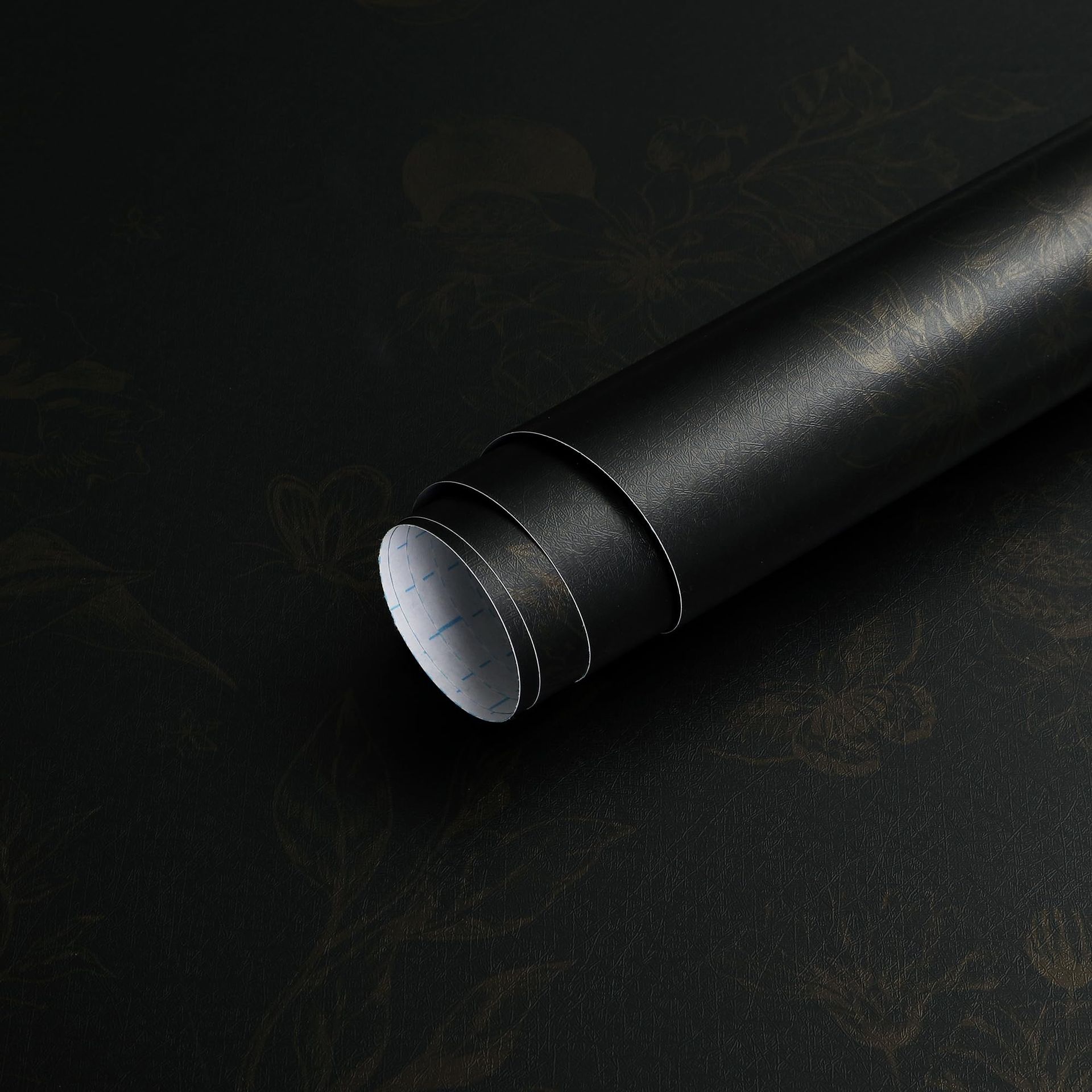 Peel & Stick Wallpaper Black with Gold Botanical Butterfly Fruit Print - 44x1000cm Self-Adhesive Vinyl, Waterproof & Removable