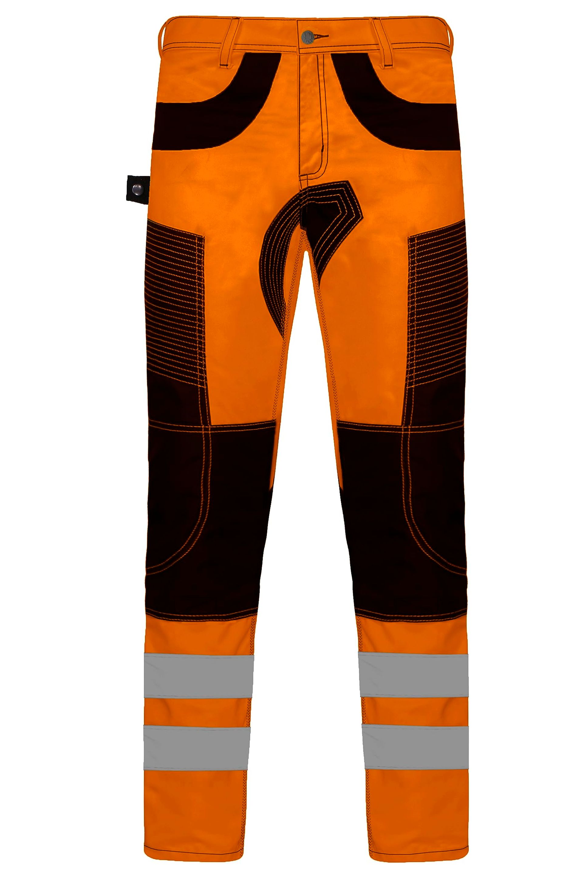 RAK Men’s Hi Vis Work Trousers High Visibility Work Wear Trousers Cargo Multi Pocket Reflective Tape Pants FS-2 (CV2FS-BK1, 30W X 30L)