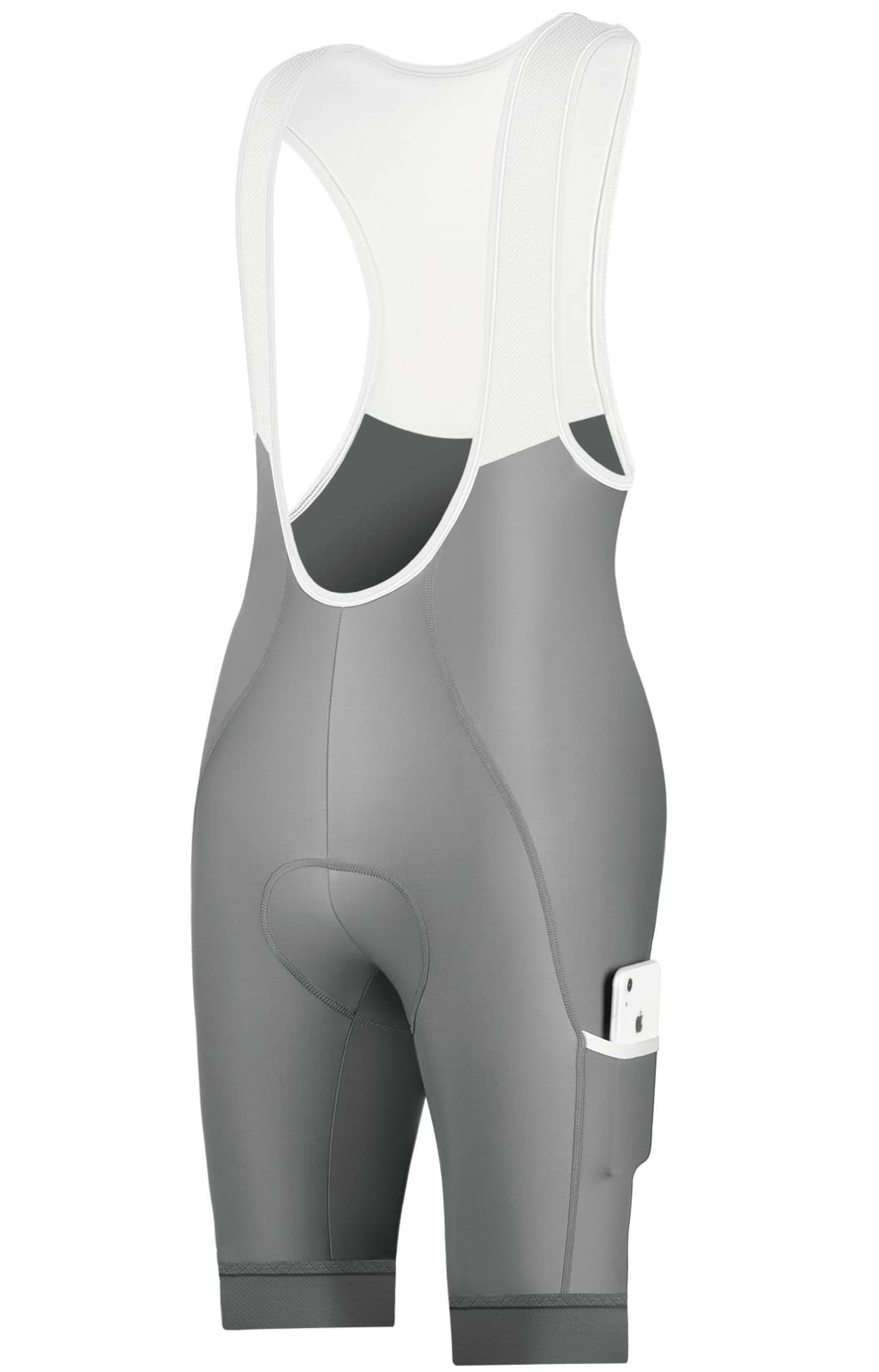 Men's Cycling Bib Shorts Long Riding Pad Moisture-Wicking UPF50+ - Grey 3XL