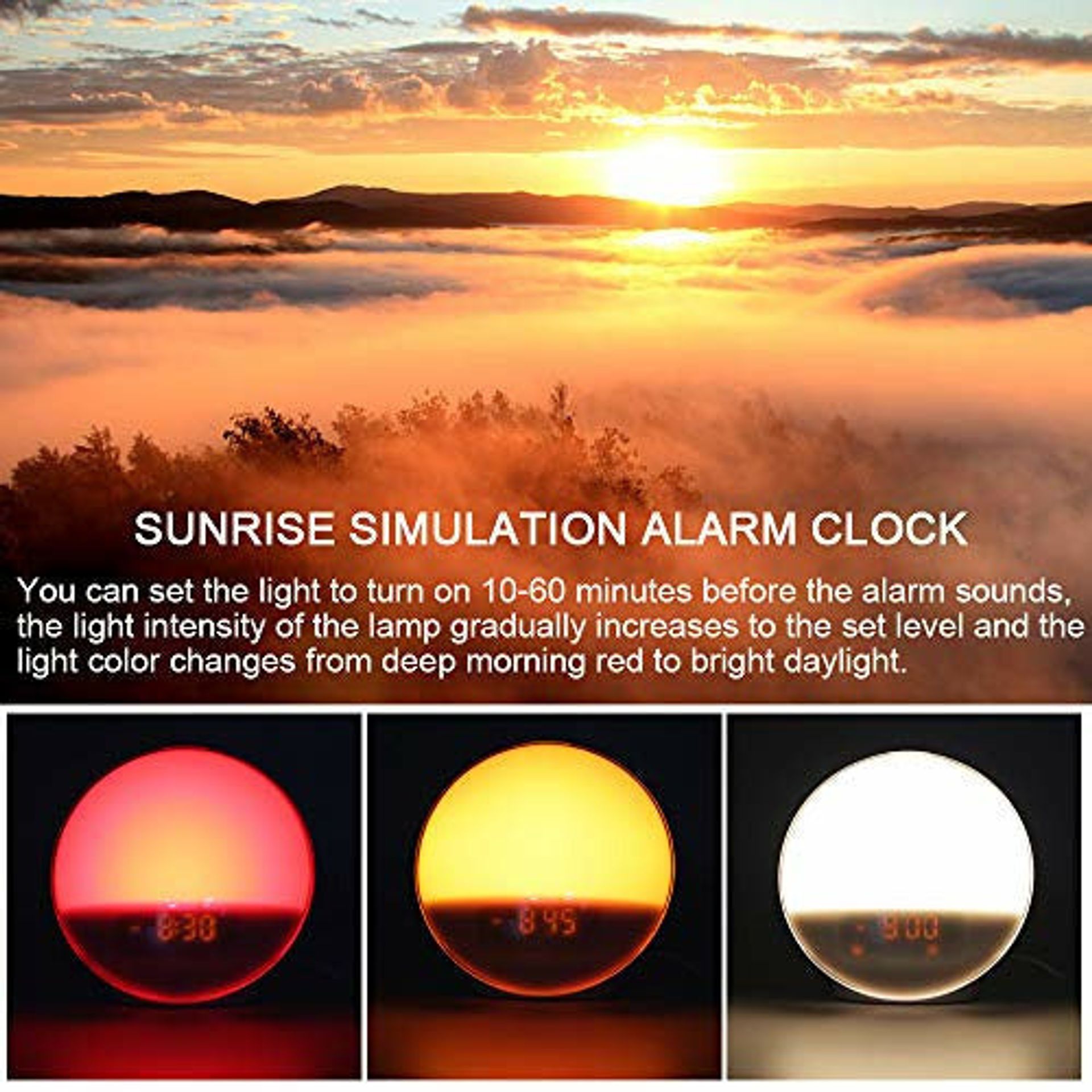 Wake Up Light Sunrise Alarm Clock With Sunset Simulation Bedside Night La