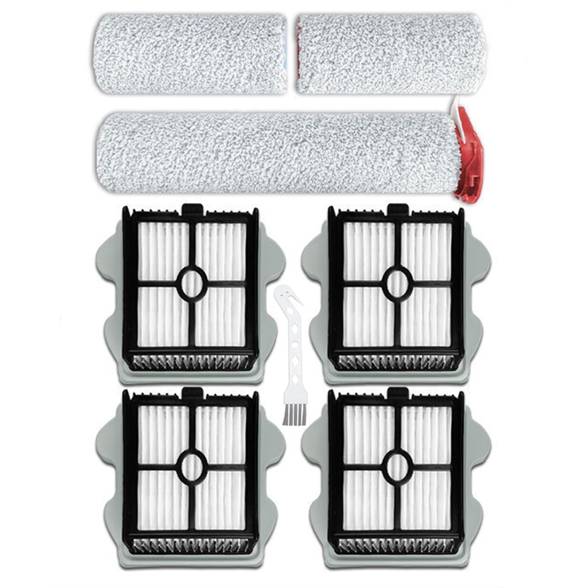 Vacuum Accessories Kit for Roborock Dyad Pro Combo/Pro/A10 Plus with Main Brush, HEPA Filters & Cleaning Brush - 1 Set of Main Brush + 4 HEPA Filters + 1 Cleaning Brush