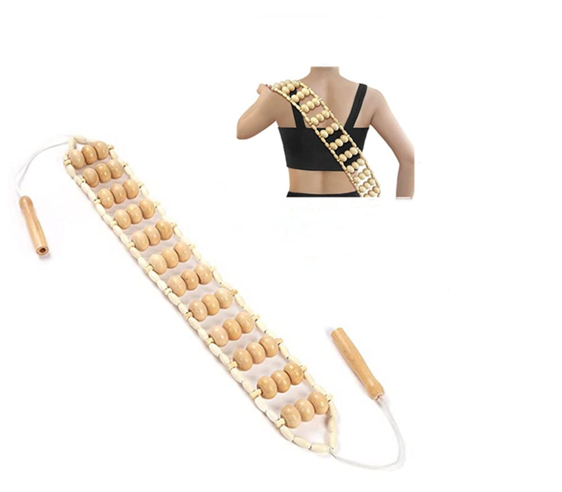 Wooden Back Massage Roller Rope for Full Body Relief – Portable Neck, Shoulder & Leg Massager