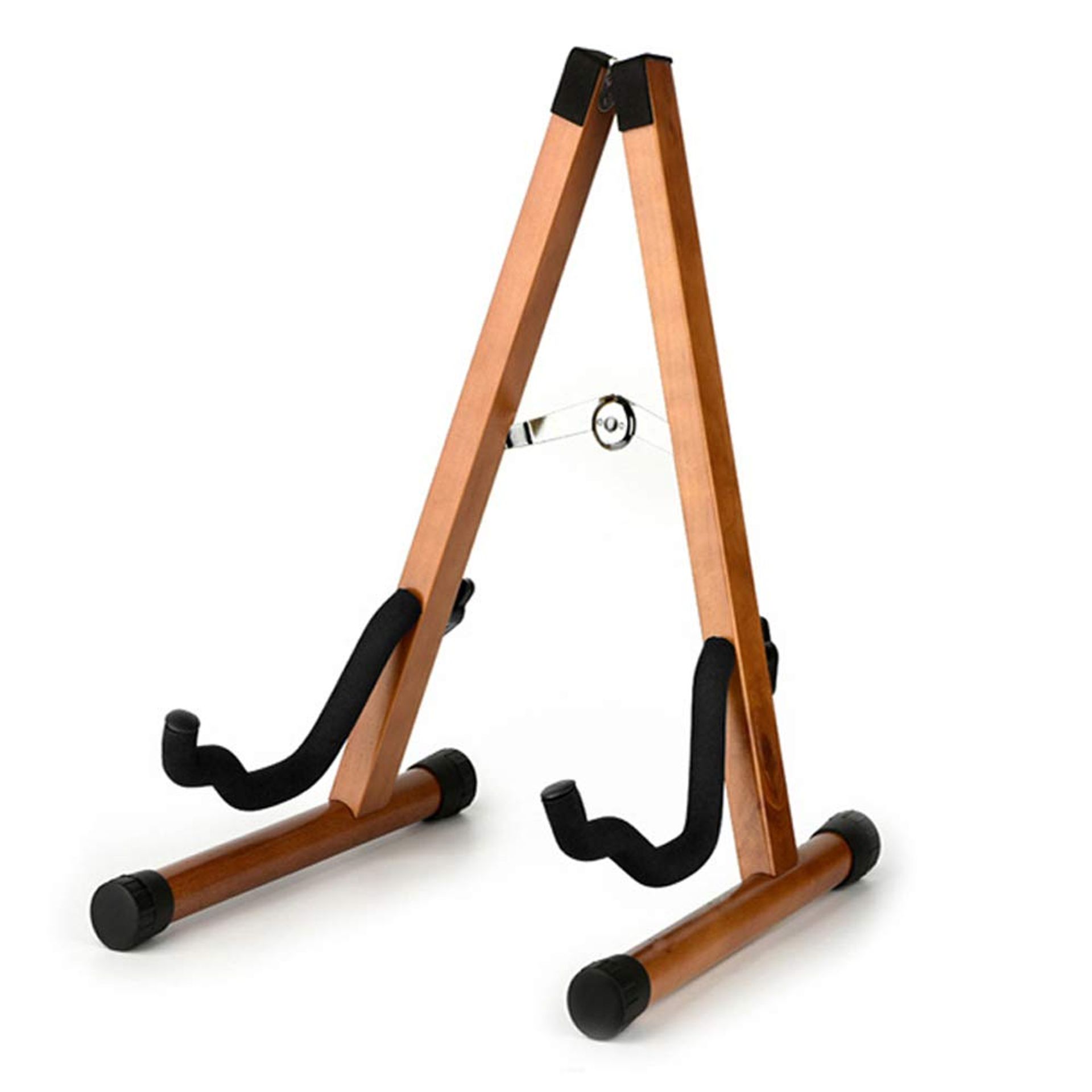 Wooden Guitar Stand Portable Folding A-Frame for Acoustic Electric Bass Classical Guitar Banjo Ukulele - Dark Wood Colour