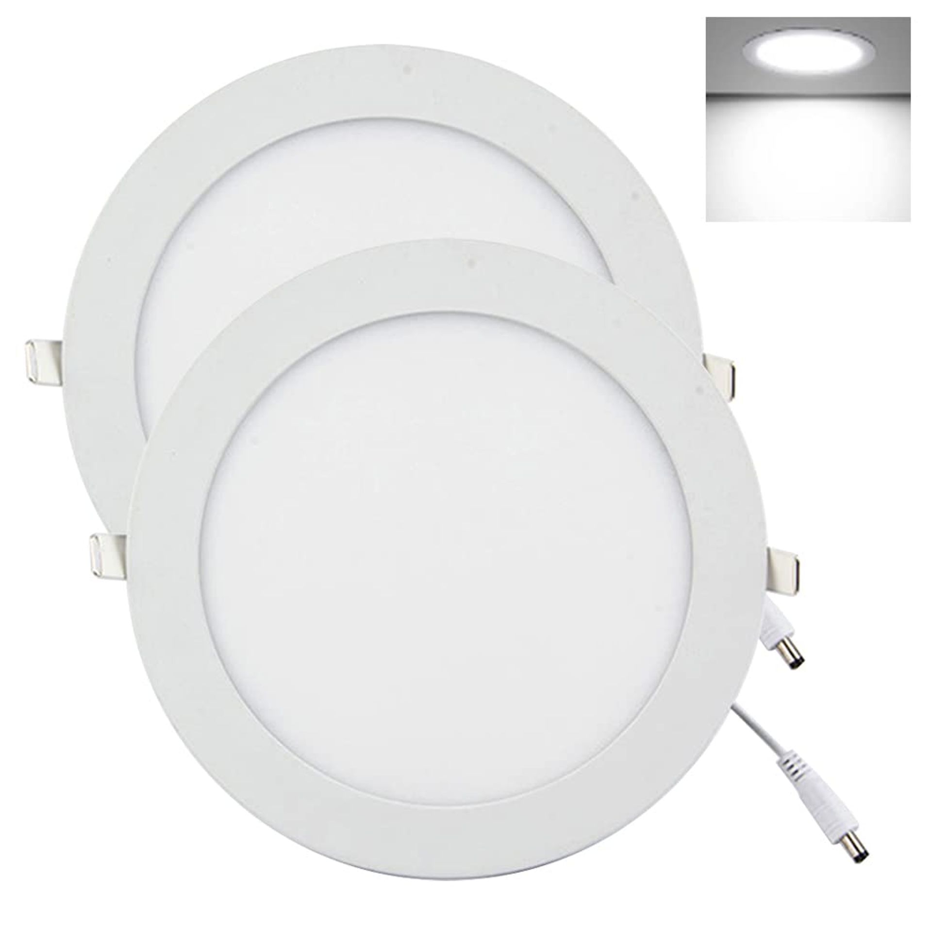 15W Ultra Slim LED Downlights, Round Recessed Ceiling Lights, Cool White 6500K, Cut-Out 170-180mm, Ideal for Home & Office - 2 Pack