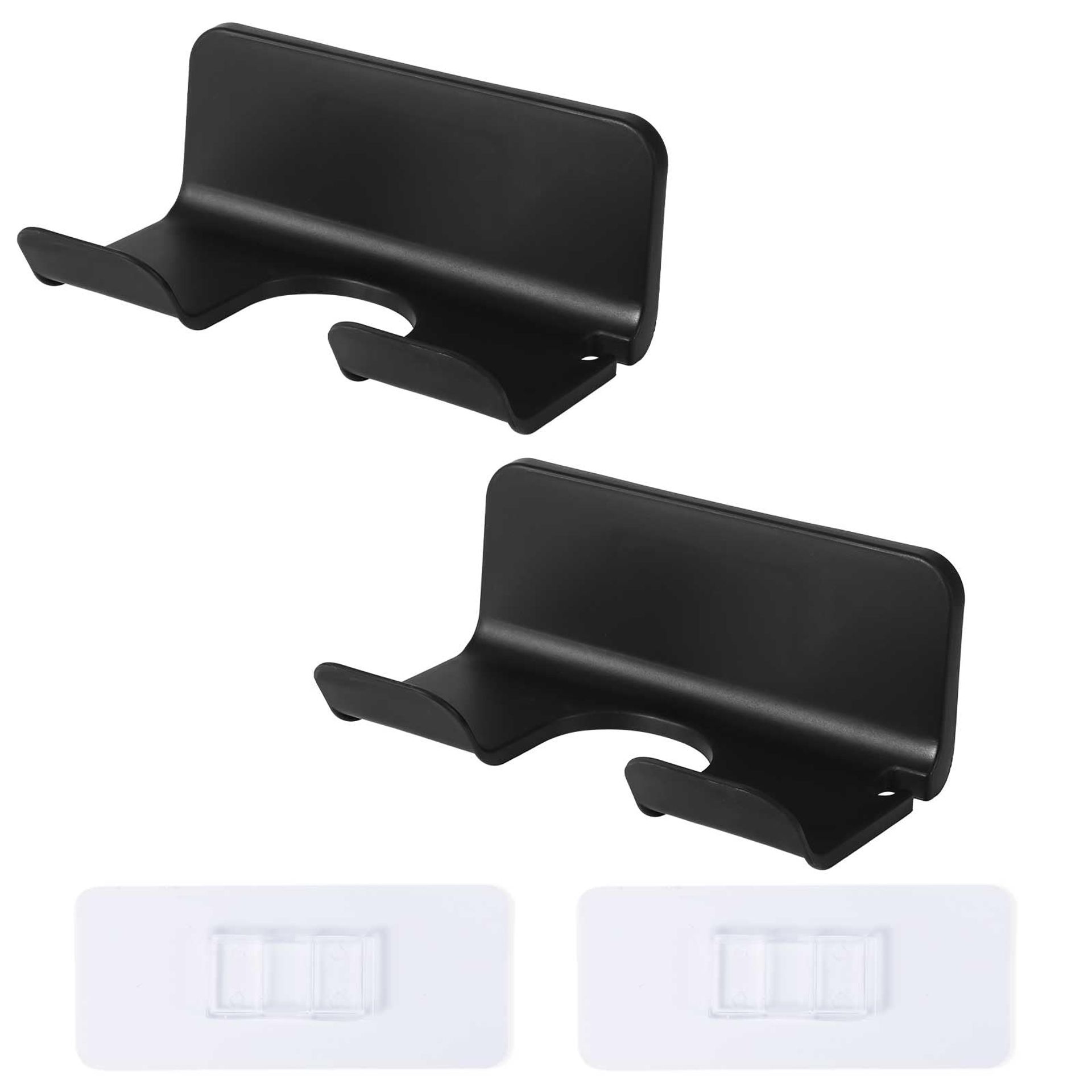 Hair Dryer Holder Set Wall Mounted No-Drill Bathroom Organiser Rack - Black M