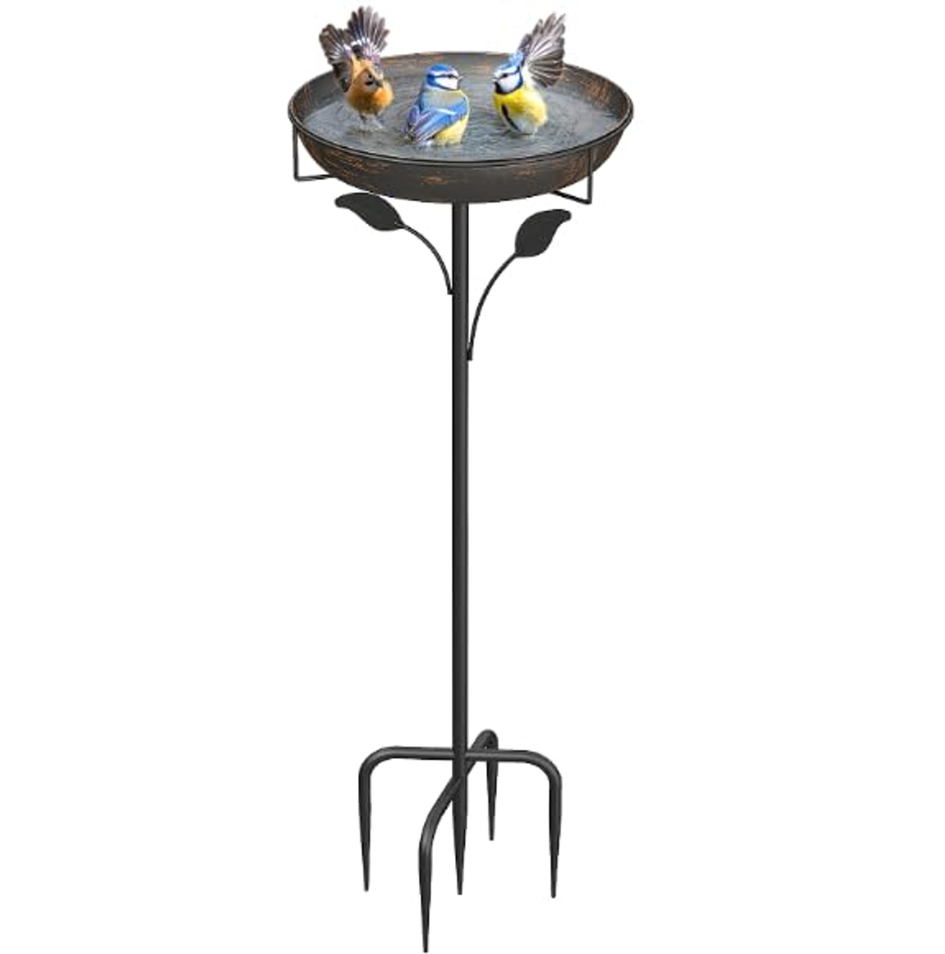 Outdoor Bird Bath 30cm Metal Bowl on Stand - Bronze Vintage Garden Décor & Wildlife Feeder