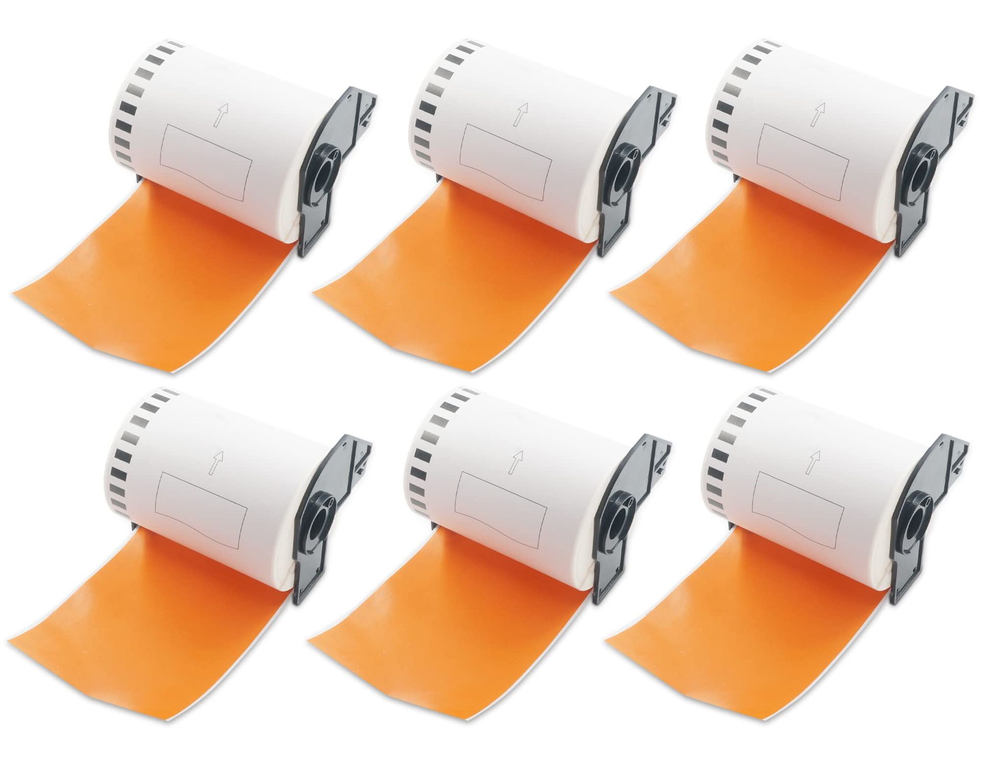 Continuous Shipping Labels Compatible with Brother QL Printers 102mm x 30.48m 6 Rolls Reusable Cartridge - Orange DK-22243