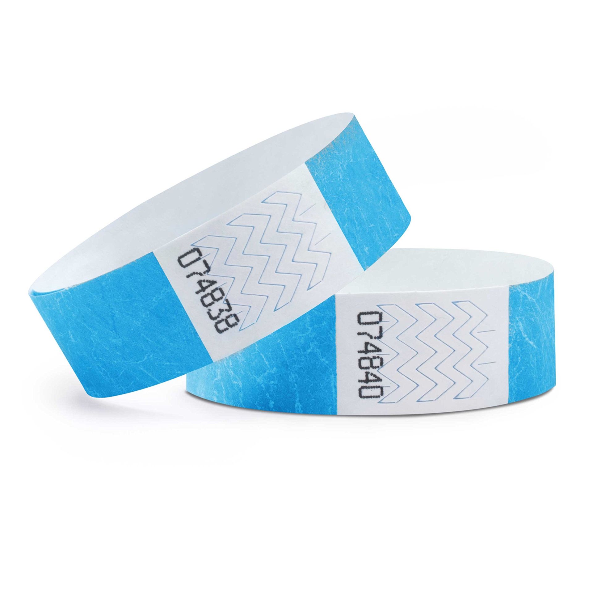 Tyvek Event Wristbands Pack of 500 Tear-Resistant Waterproof Bands - Neon Blue 19 x 254 mm