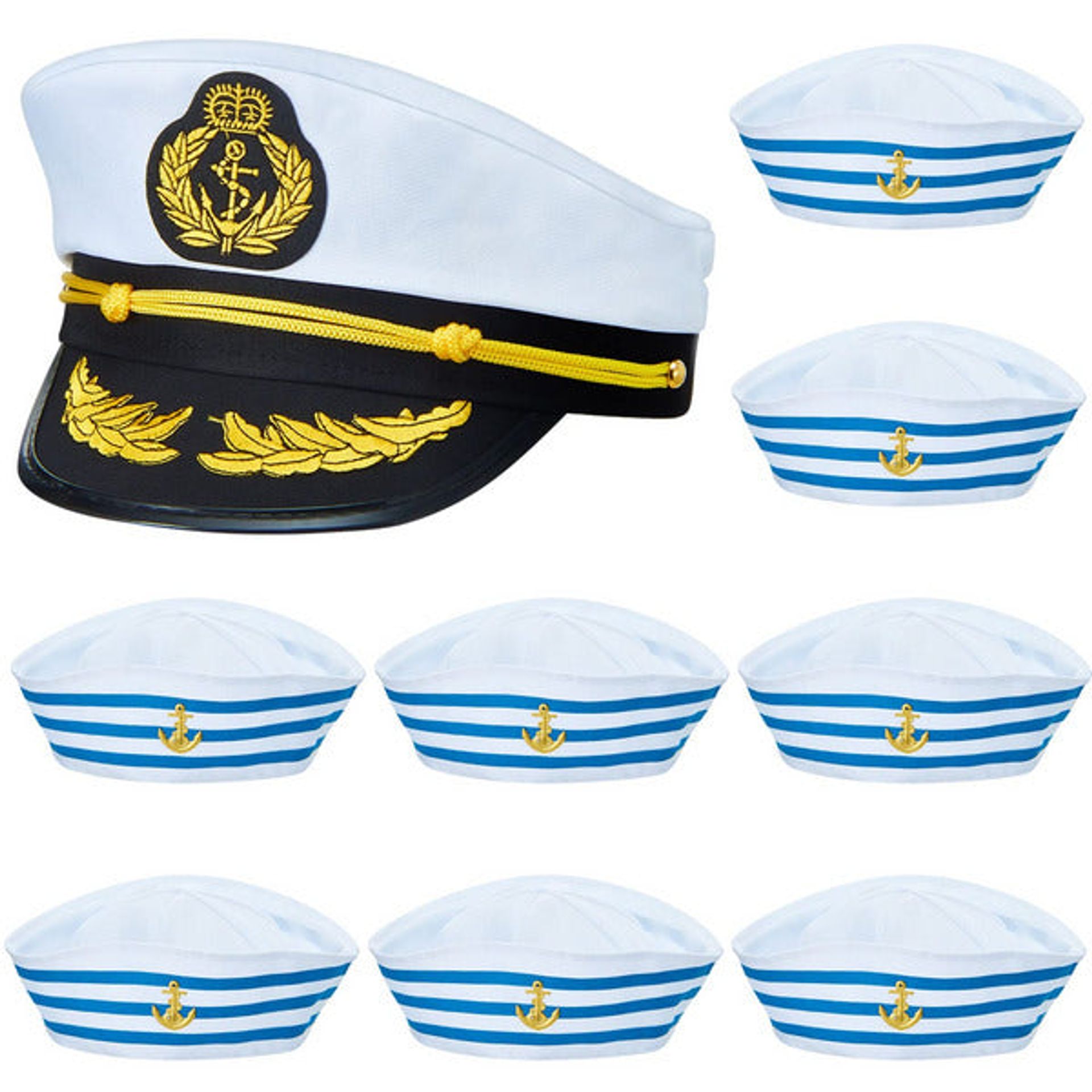 Satinior 9 Pcs Kids Captain Sailor Costume Hat Includes Adjustable