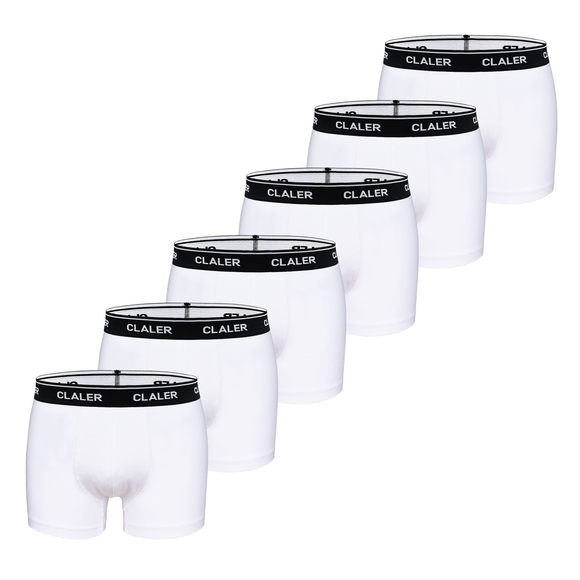 Men's Boxer Shorts 6 Pack Cotton Stretch Trunks with Supportive Waistband - Breathable White XXL