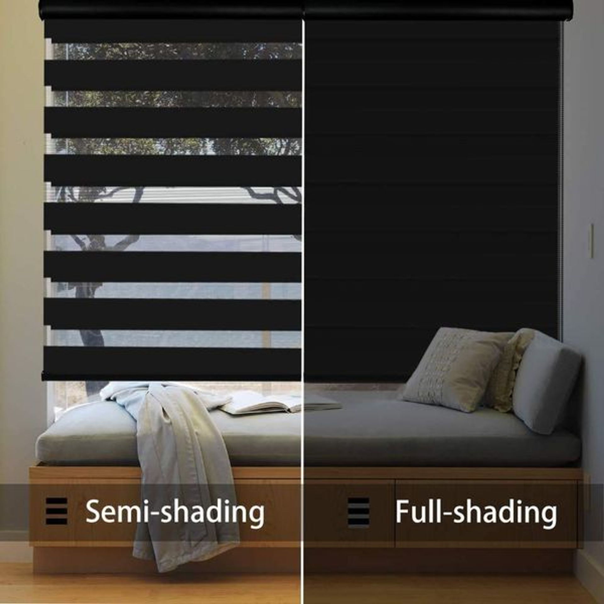 Zebra Dual Roller Blinds With Valance - Horizontal Window Shades, Blackout, 27" X 69" 8 thumbnail image