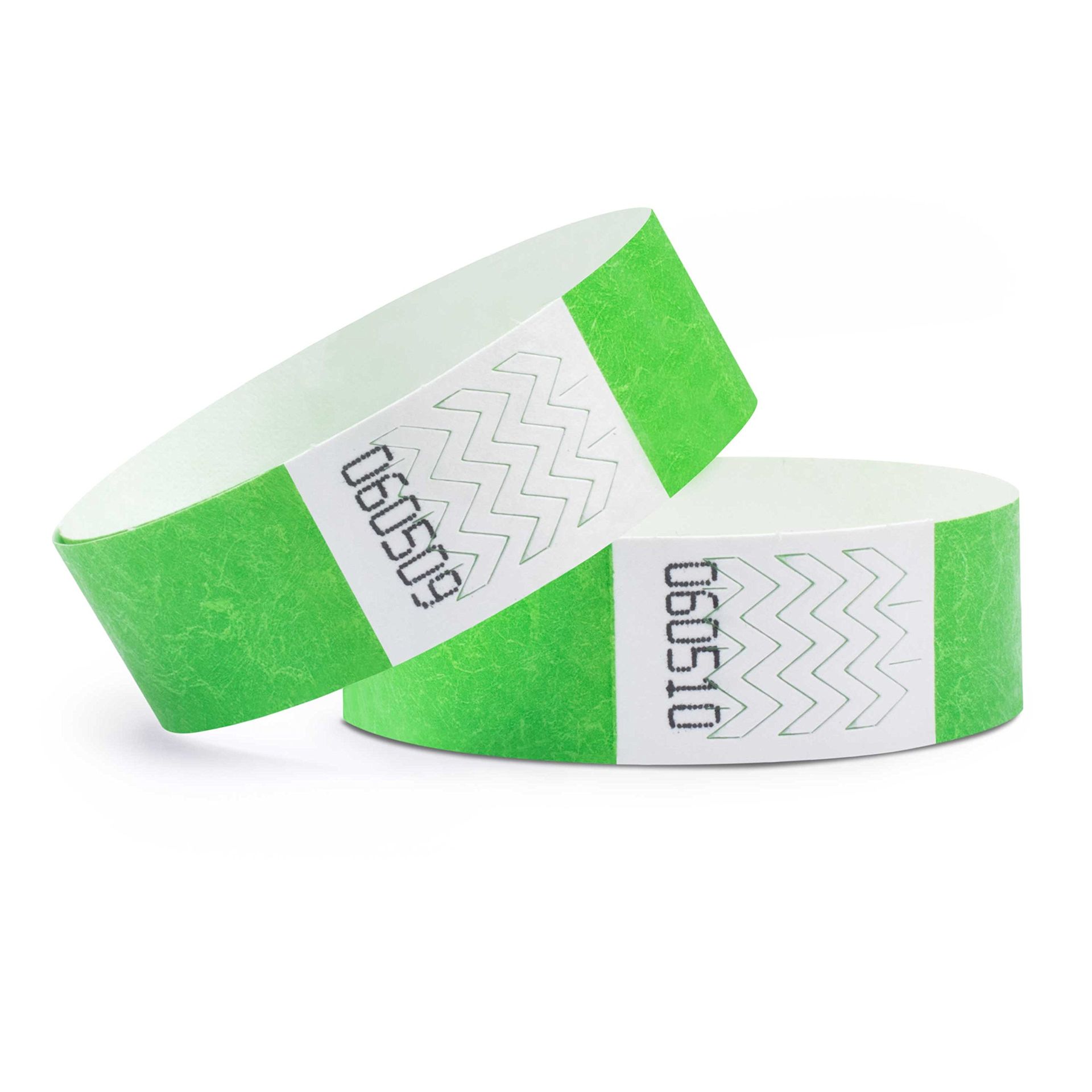 Pack of 500 Event Wristbands Waterproof Tear-Resistant Tyvek 19x254mm - Neon Green