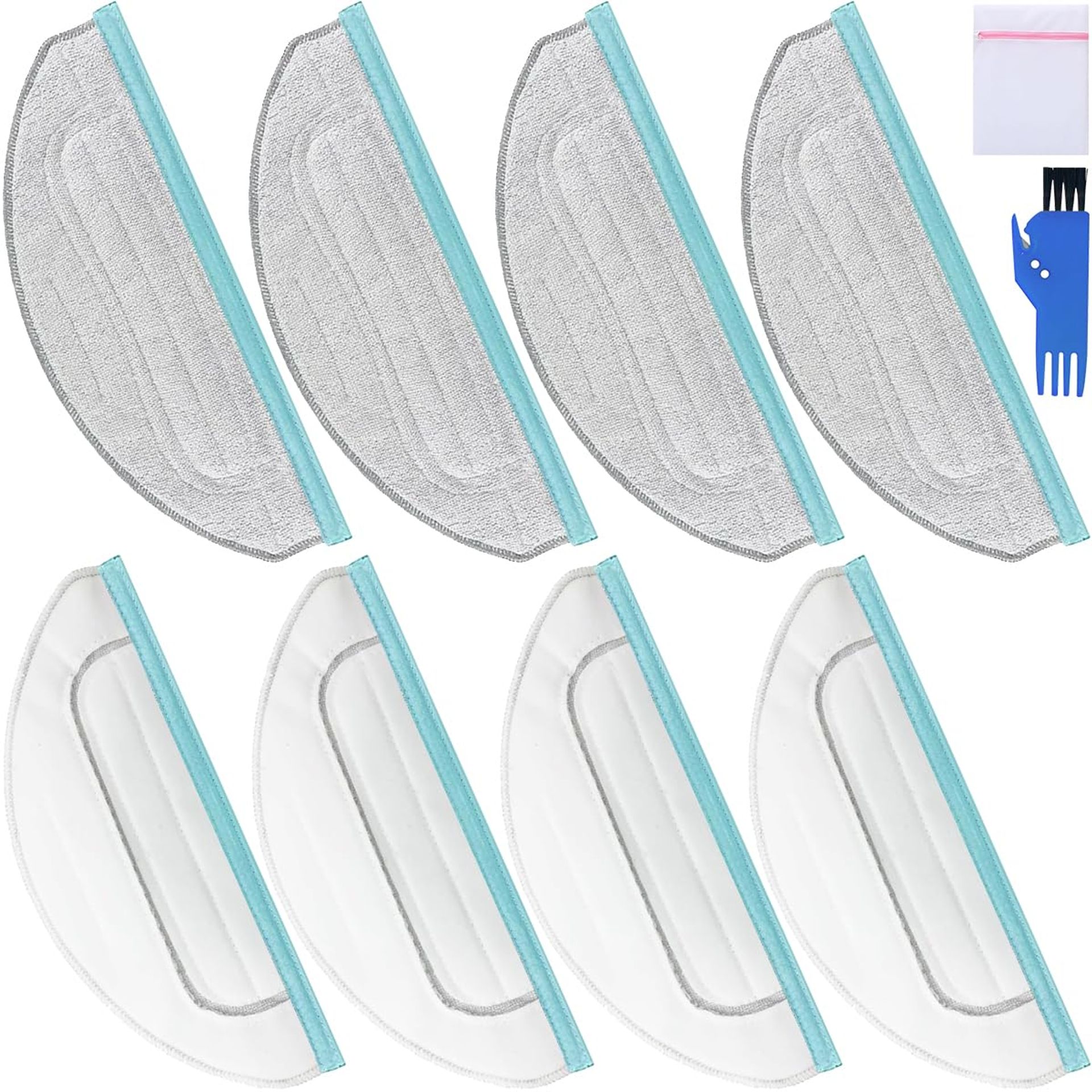 Mop Pads Replacement Kit for Yeedi CC/Cube Robot Vacuum Microfibre Washable with Brush & Laundry Bag - White 8 Pack