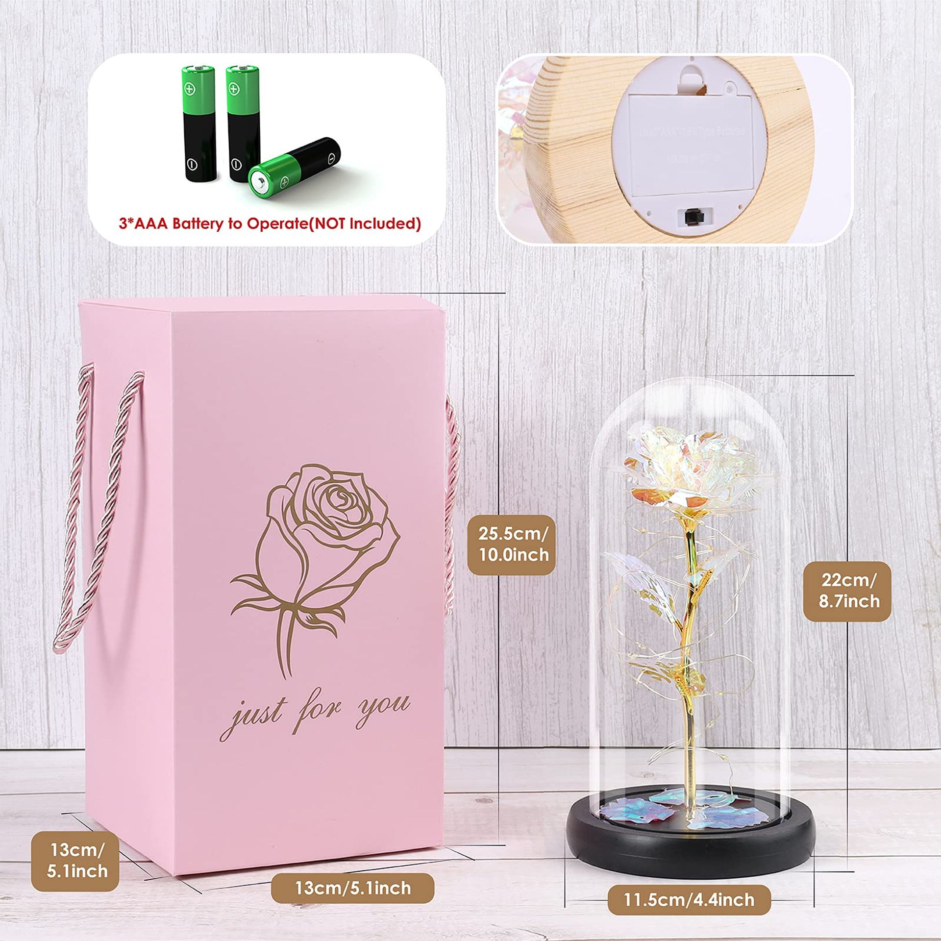 Ptesuply Beauty And The Beast Rose Lamp In The Glass Dome, Eternal