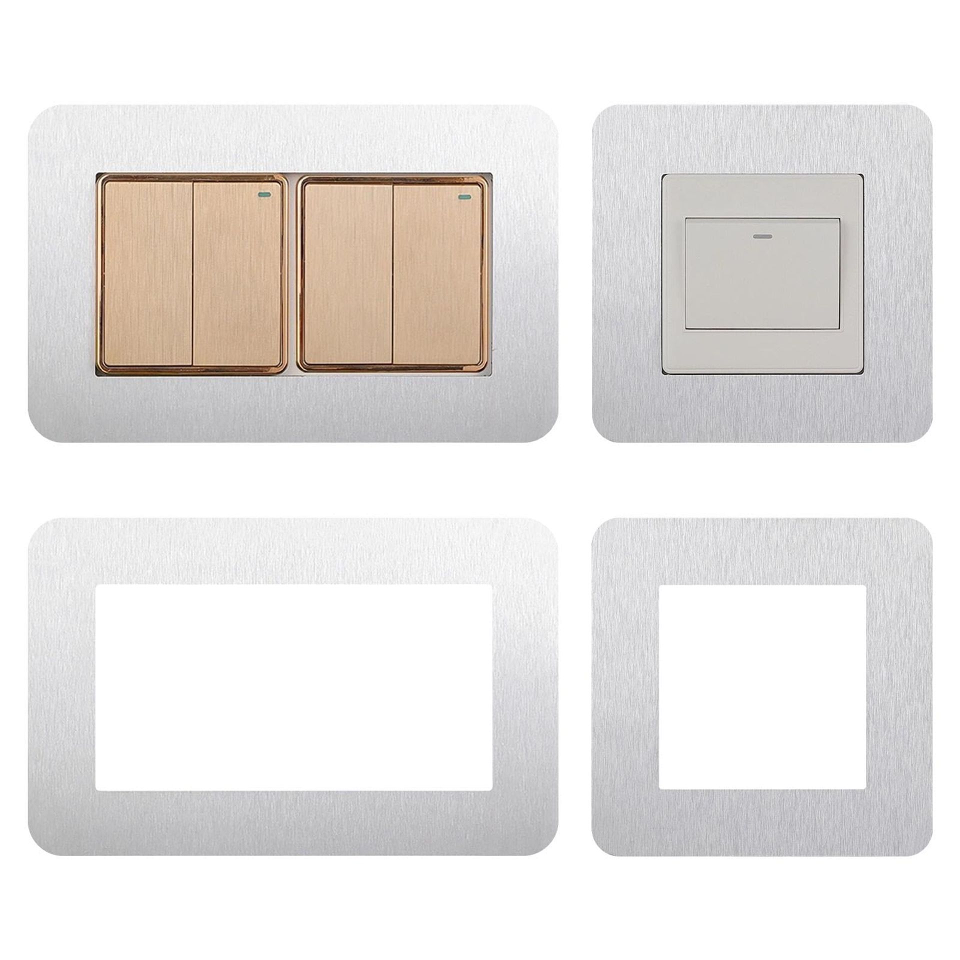 4 Pcs Silver Light Switch Enclosure Set, Self-Adhesive Covers, Home Decoration - AUTUUCKEE