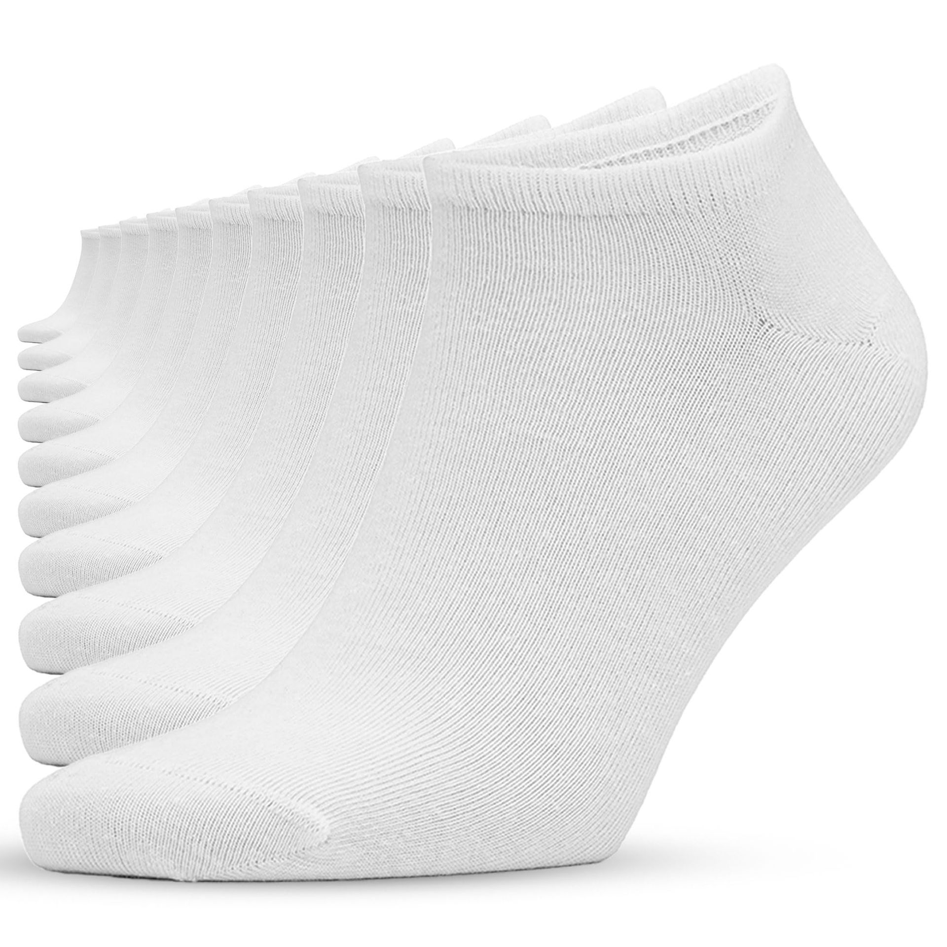 Breathable Running Socks Anti-Blister Cotton Sports & Gym Ankle Wear - White 6-8 Short