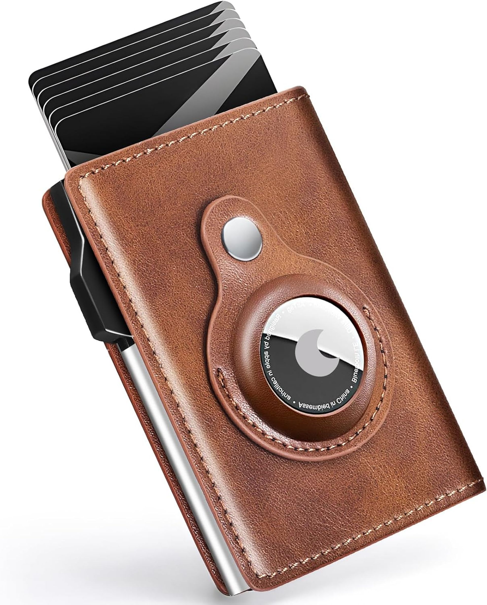 Men's Slim Wallet RFID Blocking Credit Card Holder with Money Clip - Brown 4-Inch LZ