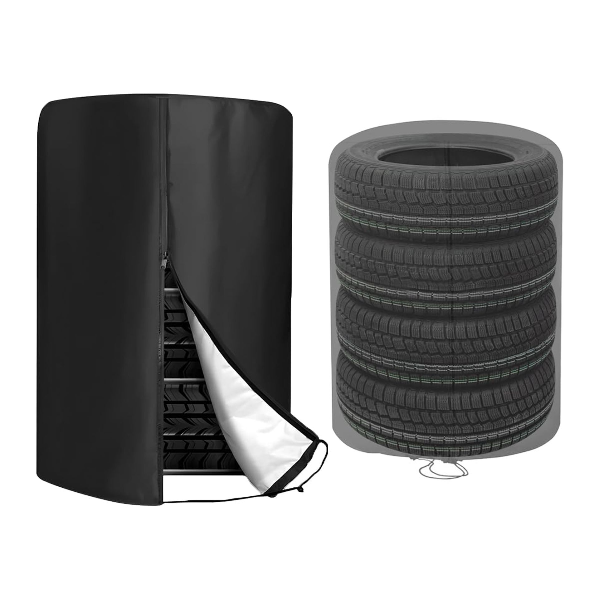 Universal Car Tyre Storage Cover Waterproof Dust & UV Resistant Four Tyre Protector Bag - Black 85x120cm