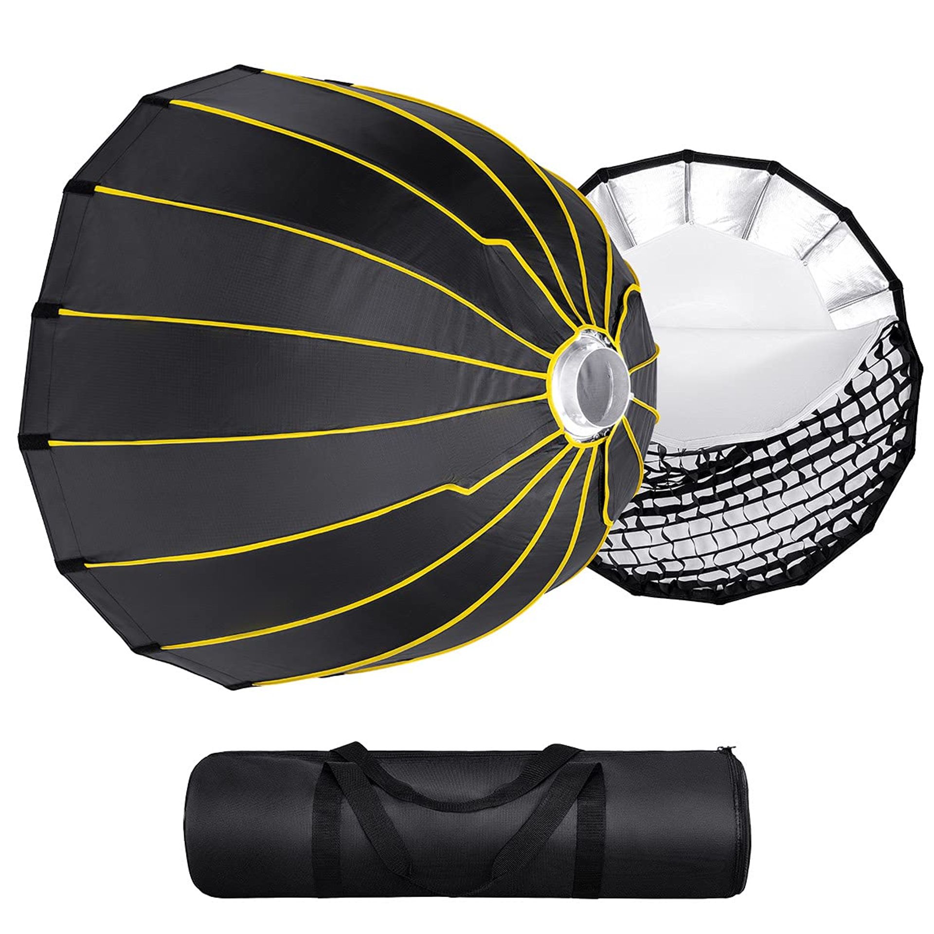 Parabolic Softbox Professional Deep Dome Quick Setup with Grid Bowen Mount for Studio Flash LED Photography - Black 27.5"/70cm