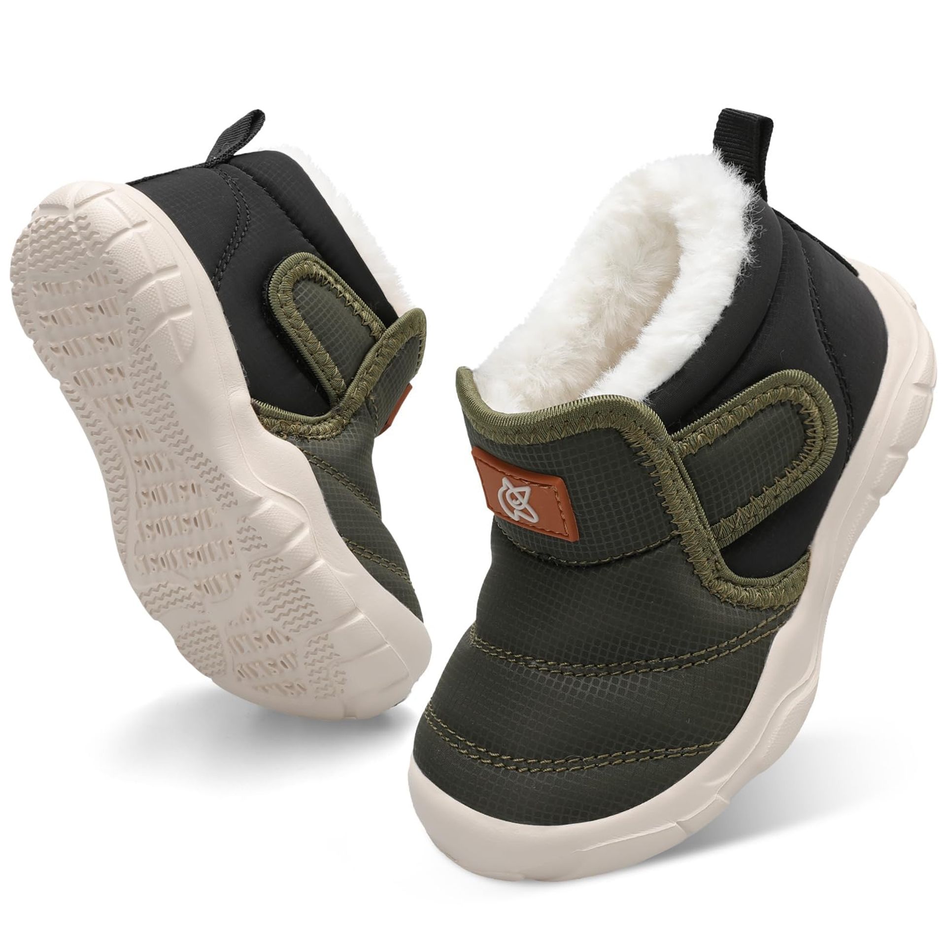 Baby Boys Girls Winter Booties Faux Fur Lined Warm Non-Slip Snow Boots - Green 6-12 Months