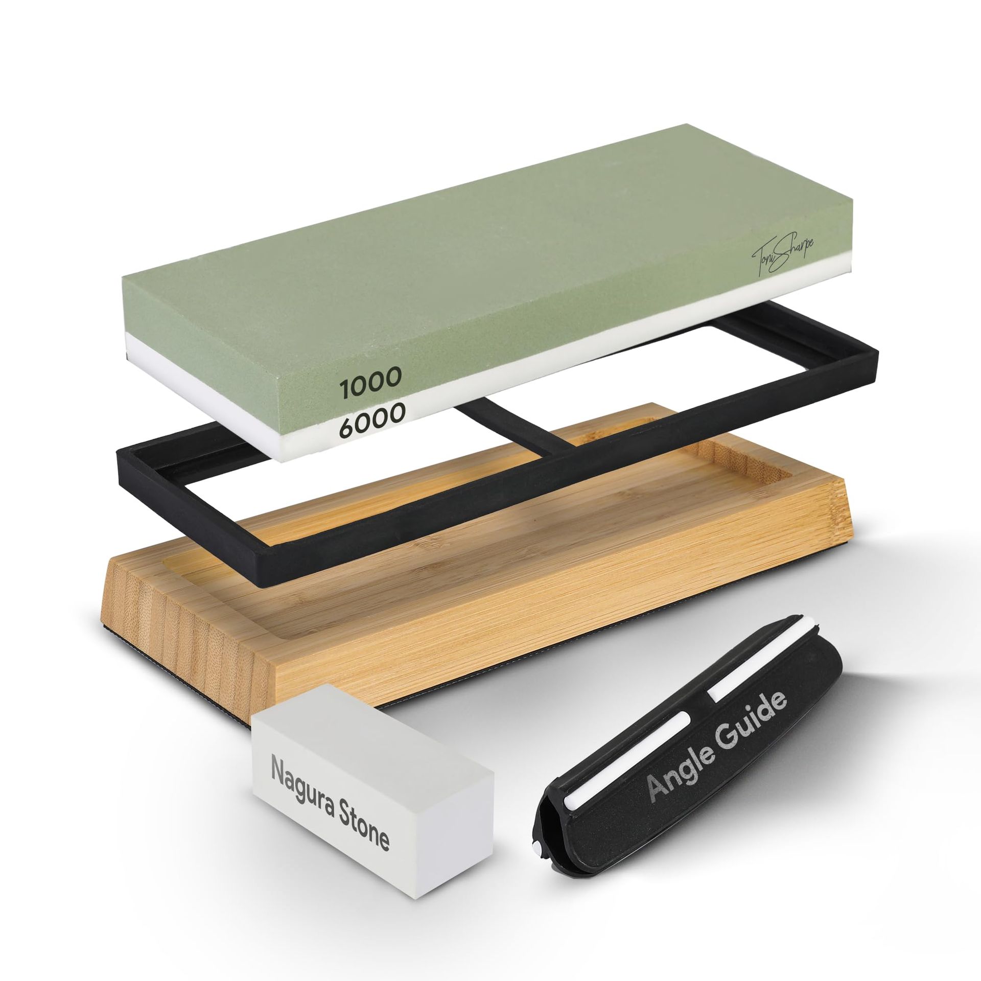 Dual Grit Whetstone Knife Sharpening Kit 1000/6000 with Angle Guide