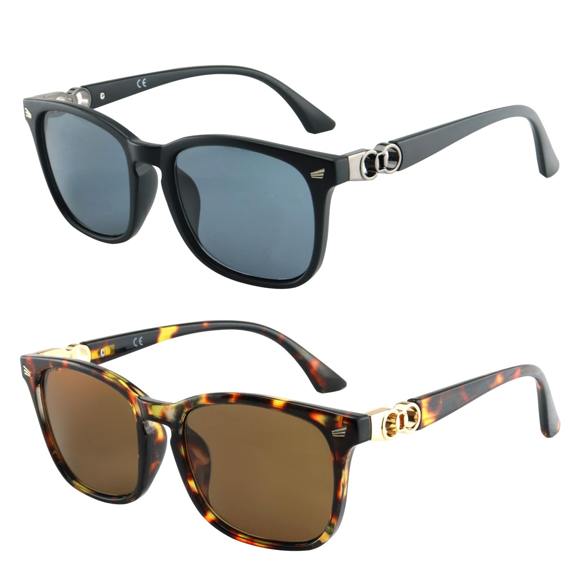 Women's Reading Sunglasses UV Protection Full Lens Outdoor Sun Readers - 2 Packs 1.0 8082SR