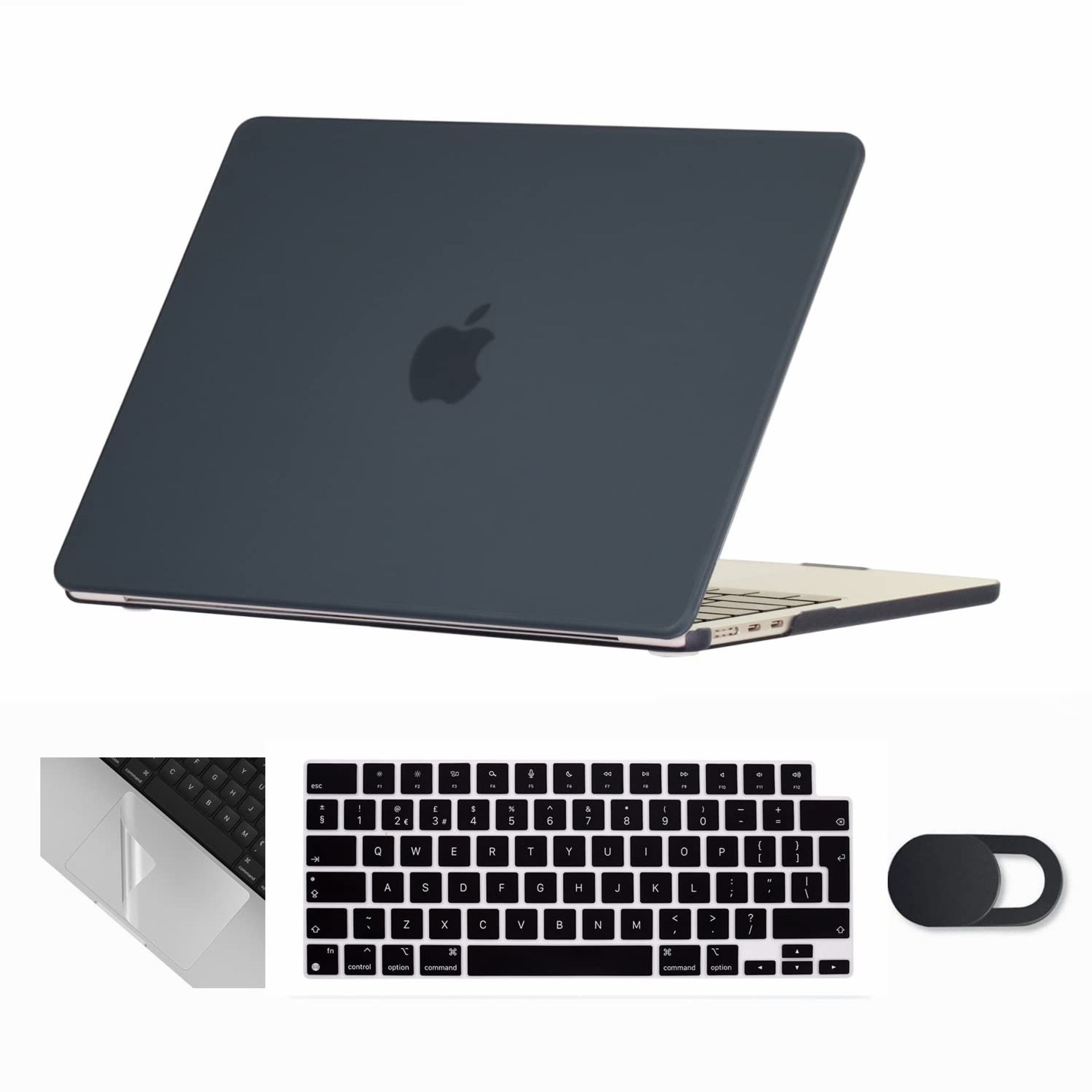 MacBook Air 15-inch Case Hard Shell with Keyboard Cover, Webcam Cover & Trackpad Protector - Frosted Black 15.3inch