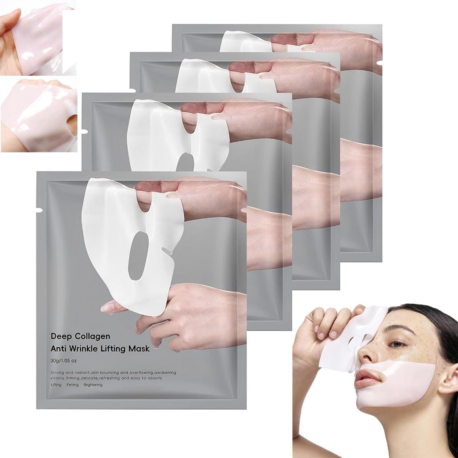 Bio-Collagen Deep Hydrating Overnight Face Mask - Anti-Wrinkle, Radiance Boosting, 4-Pack