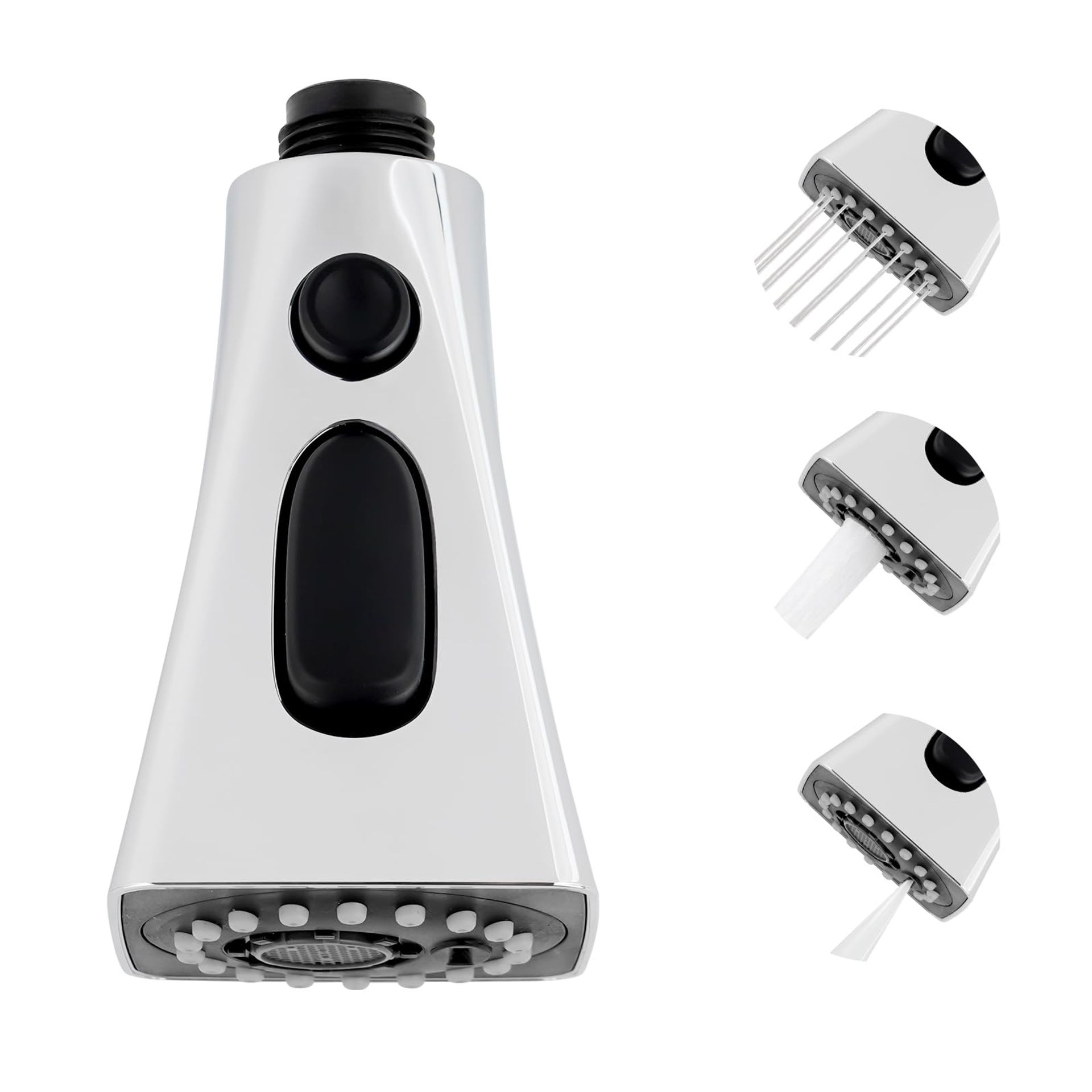 3-Function Pull Down Spray Head for Kitchen Faucet, G1/2 Sink Tap Nozzle, Chrome Finish