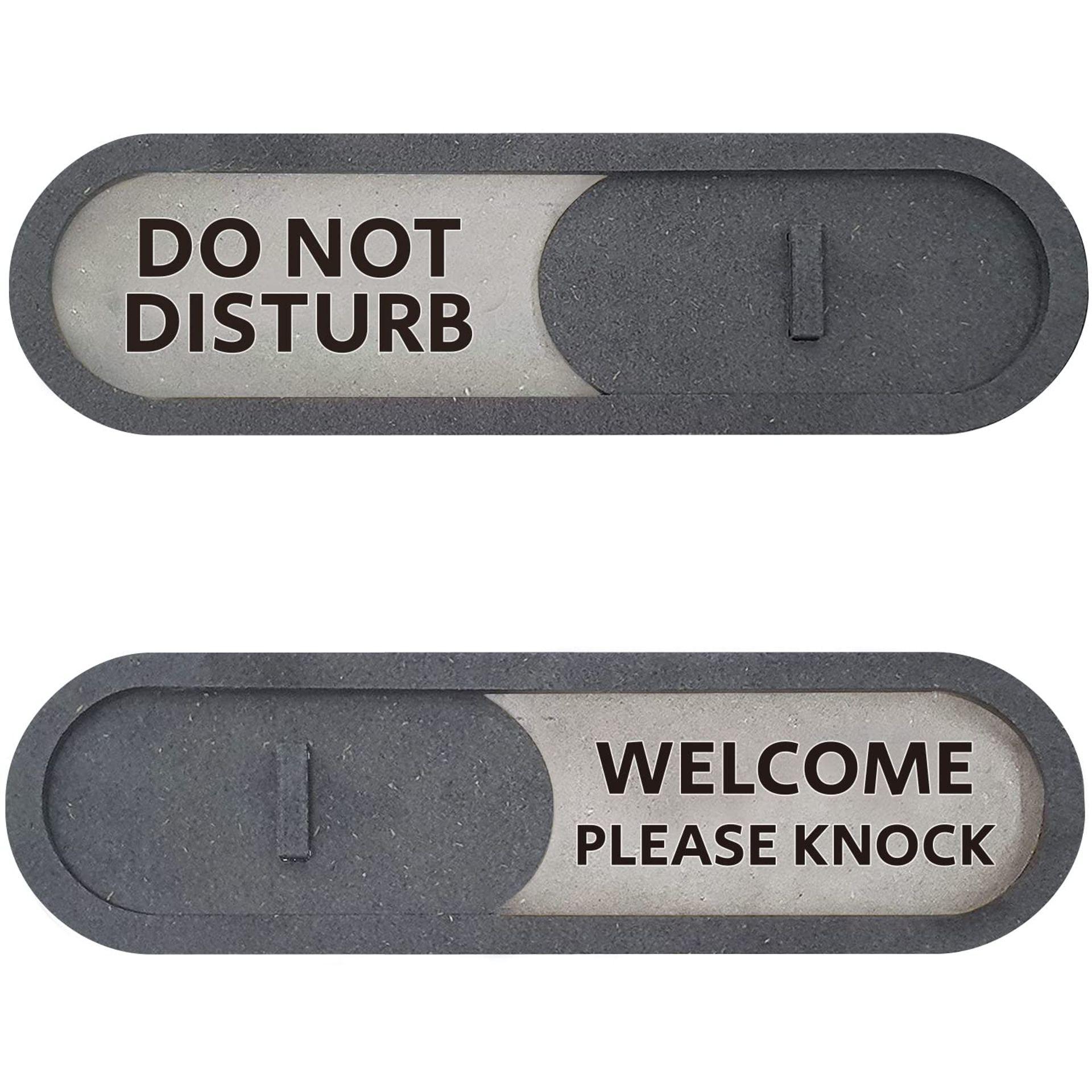 Do Not Disturb / Welcome Slider Door Sign for Home Office MDF Double-Sided Plaque - Grey 7.5x2.2 in