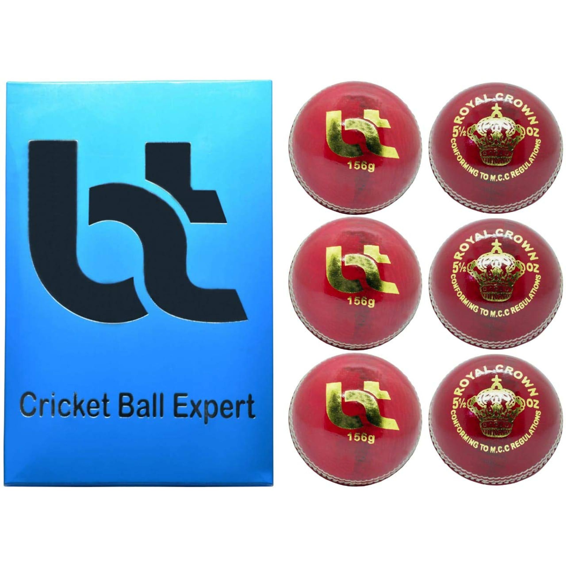 Genuine Leather Cricket Balls Pack of 6 Ideal for Practice and Matches - Red 156g