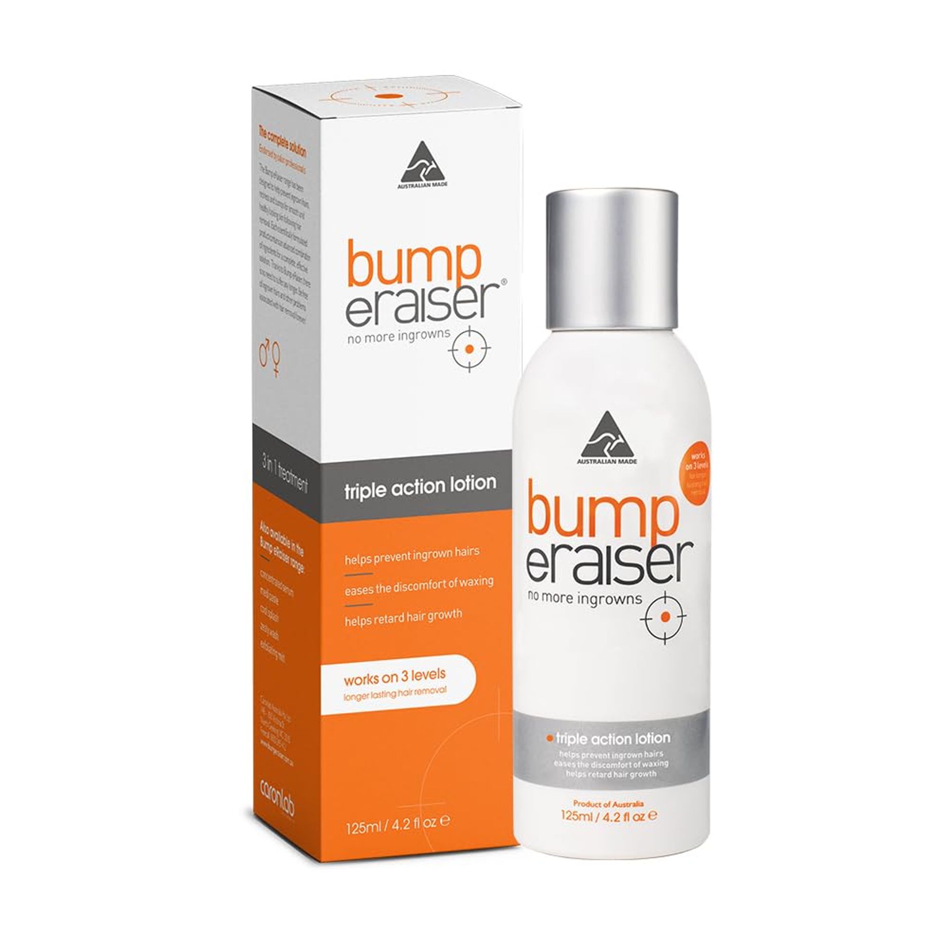 Bump Eraiser Triple Action Lotion 125ml - Ingrown Hair, Razor Bumps & Burns Treatment