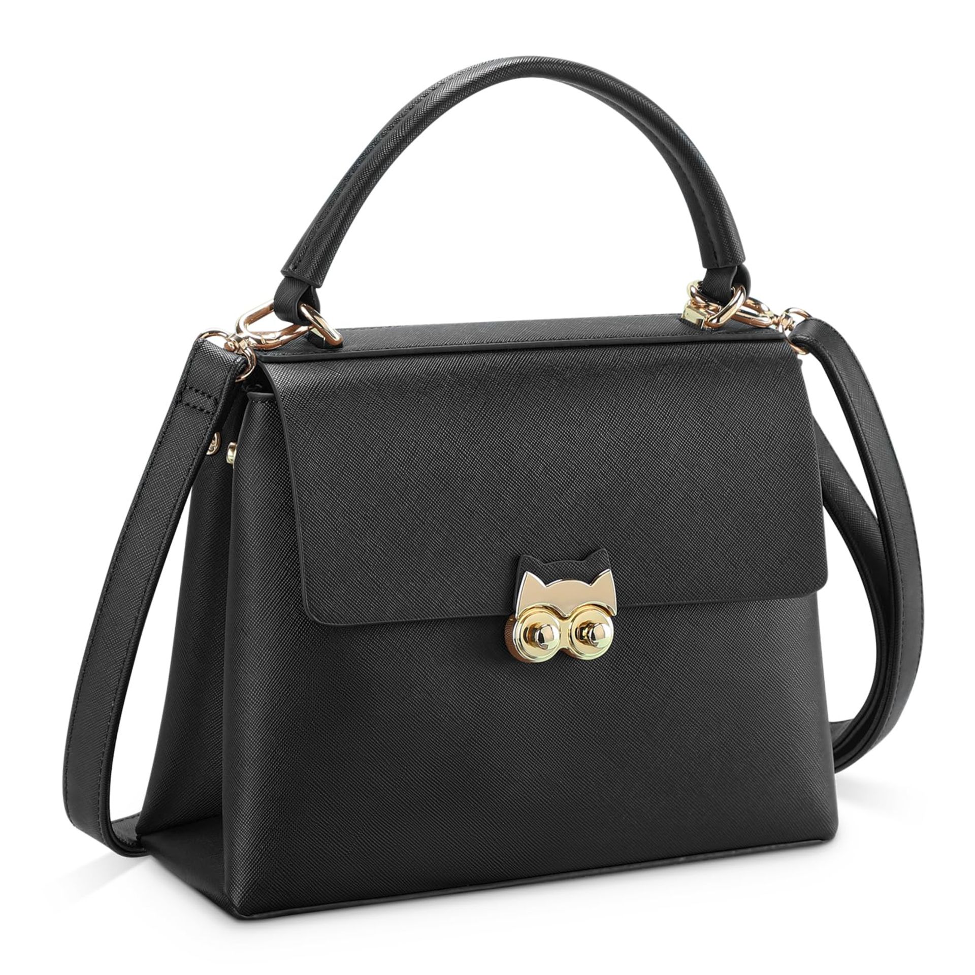 Elegant Black Cross Body Bag for Women - Versatile Handbag with Detachable Strap for Travel & Work