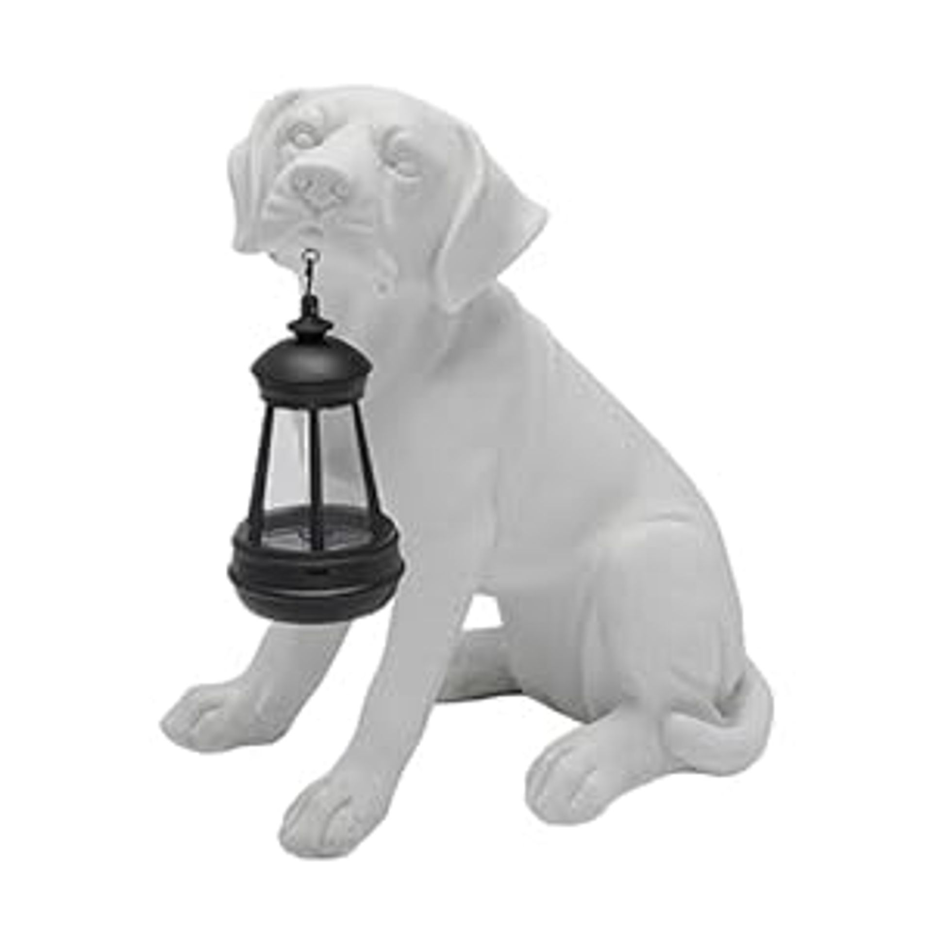 Solar LED Dog Statue Light Outdoor Garden Ornament with Waterproof Resin Design, Ideal Gift for Dog Lovers - White Labrador