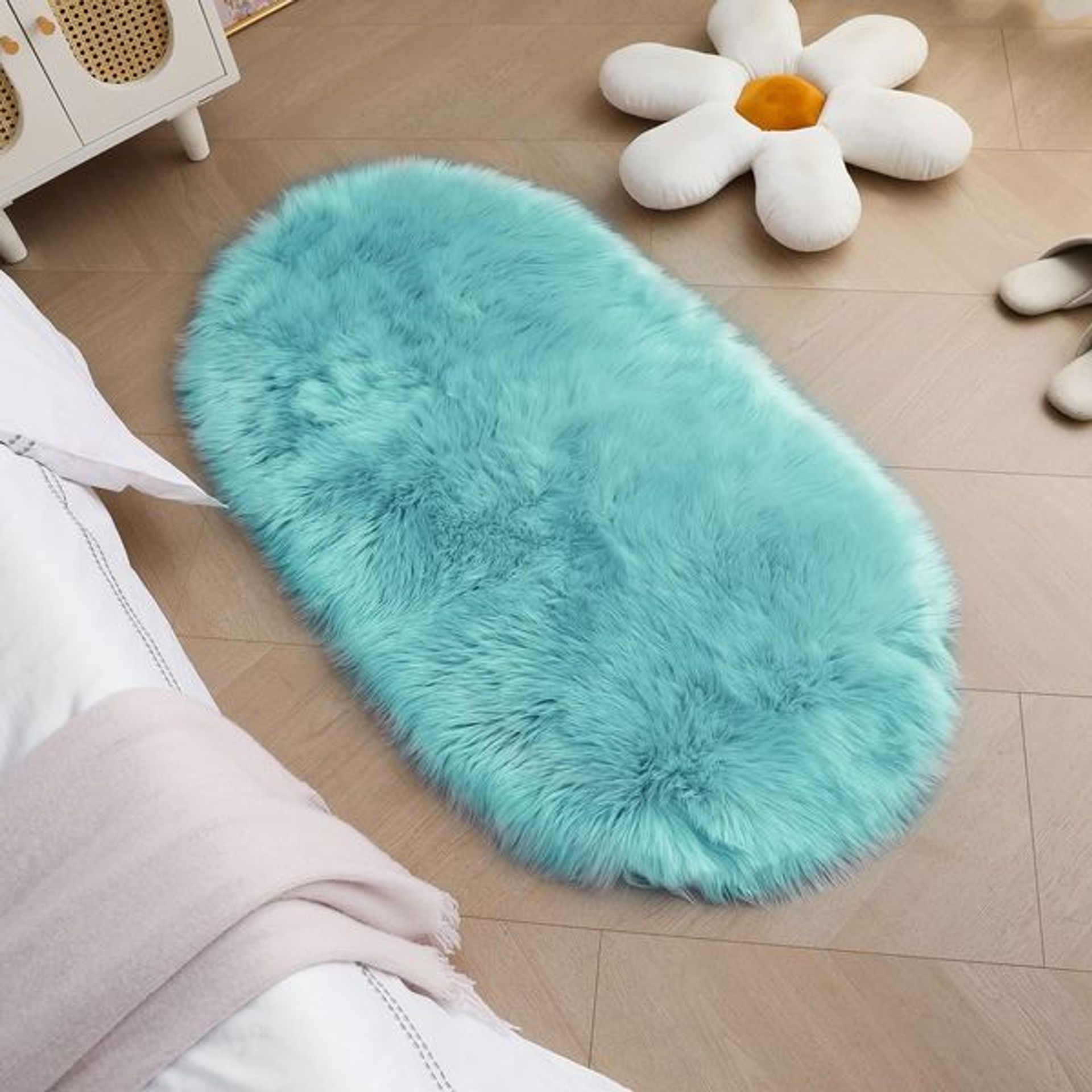 Non-Slip Shaggy Soft Fluffy Area Rug - Machine Woven, Various Sizes & Colors, For Living Room
