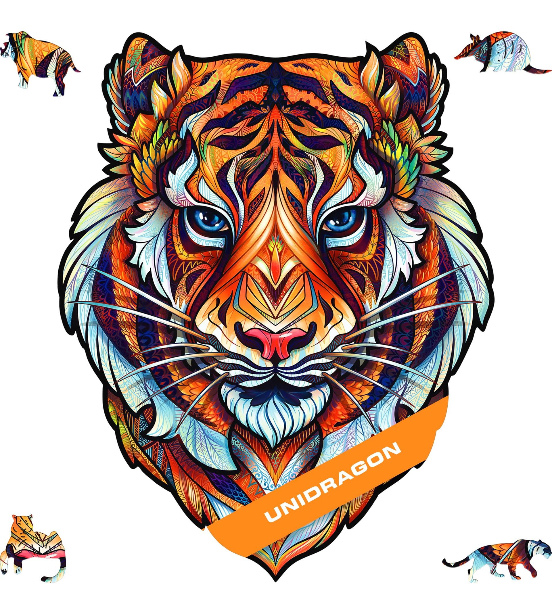 Wooden Jigsaw Puzzle Lovely Tiger 181 pcs Medium | Unique Shaped Pieces, Gift for Kids & Adults
