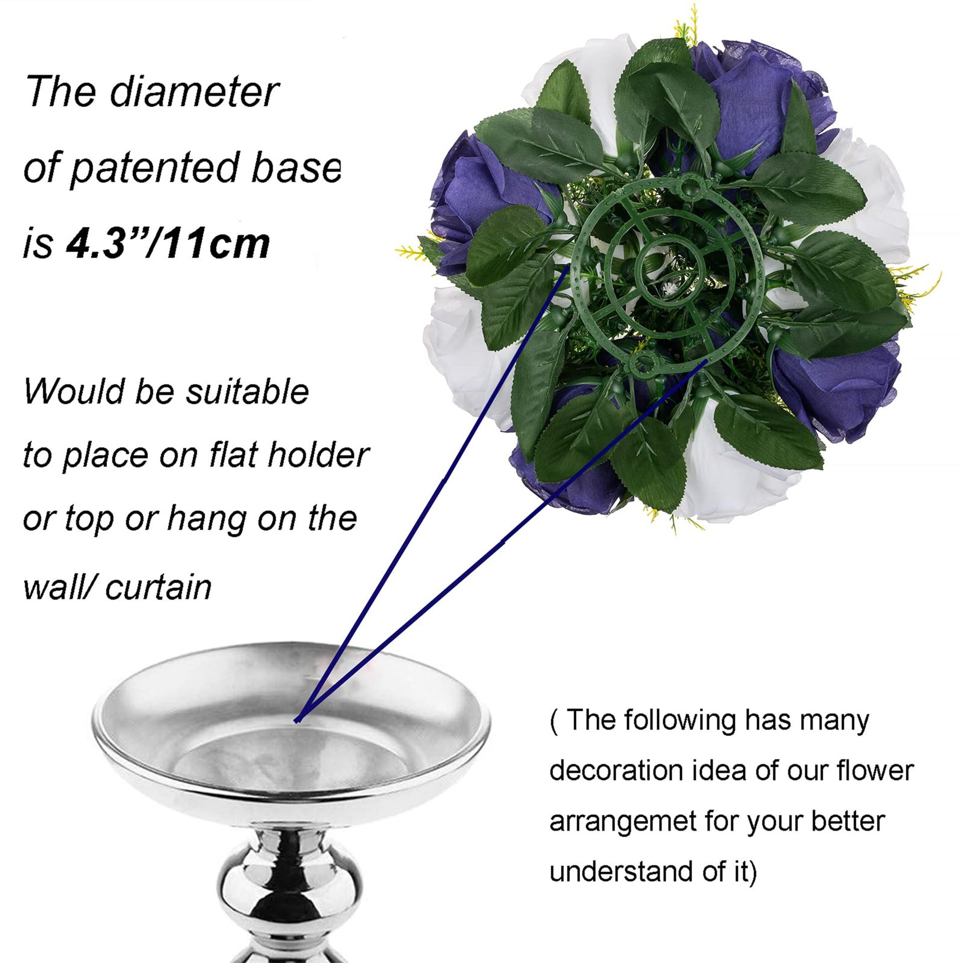 BLOSMON Fake Flowers Ball Wedding Centerpiece Table Decorations 2pcs Royal Blue Rose Babys Breath Bouquet Artificial Flower Silk Kissing Ball Floral Arrangements For DIY Party Home Decor - View #5