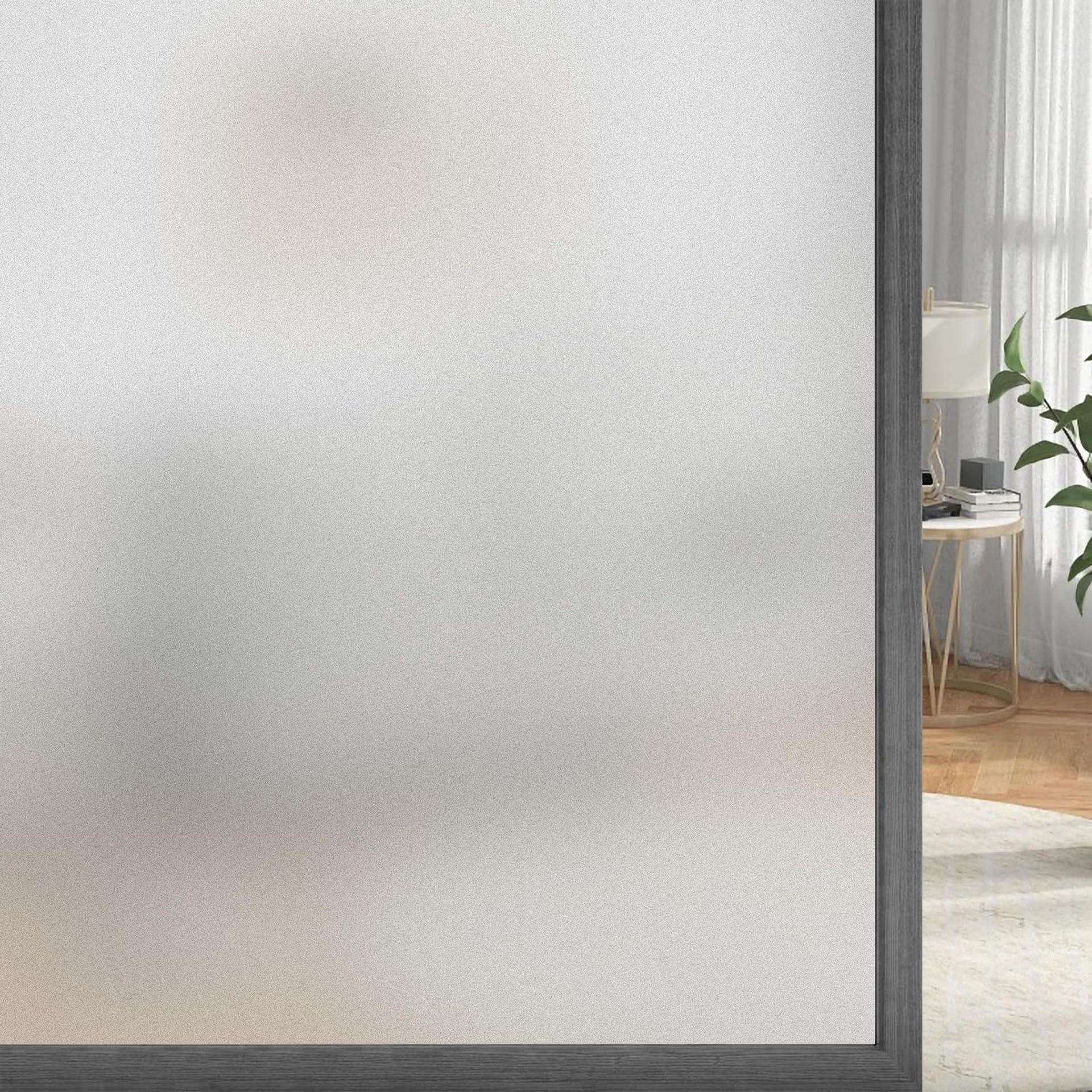Window Film Privacy Frosted Static Cling No Glue Anti UV Decorative Glass Cover - White 90x400 cm